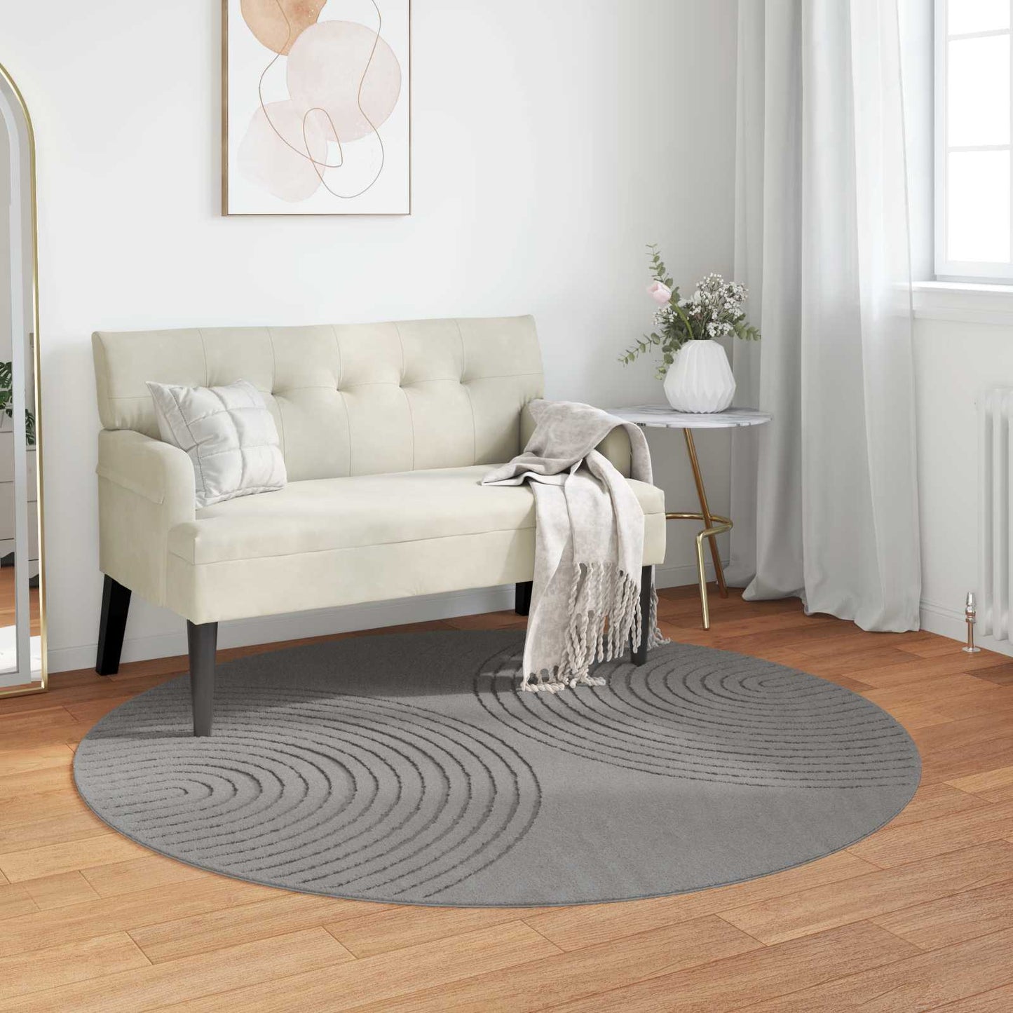 Indendørs tæppe GALATI Grå Ø 160 CM Polyester