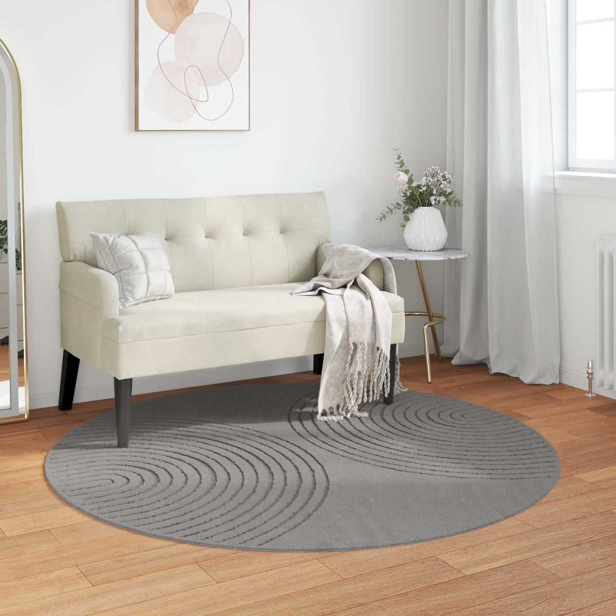 Indendørs tæppe GALATI Grå Ø 200 CM Polyester
