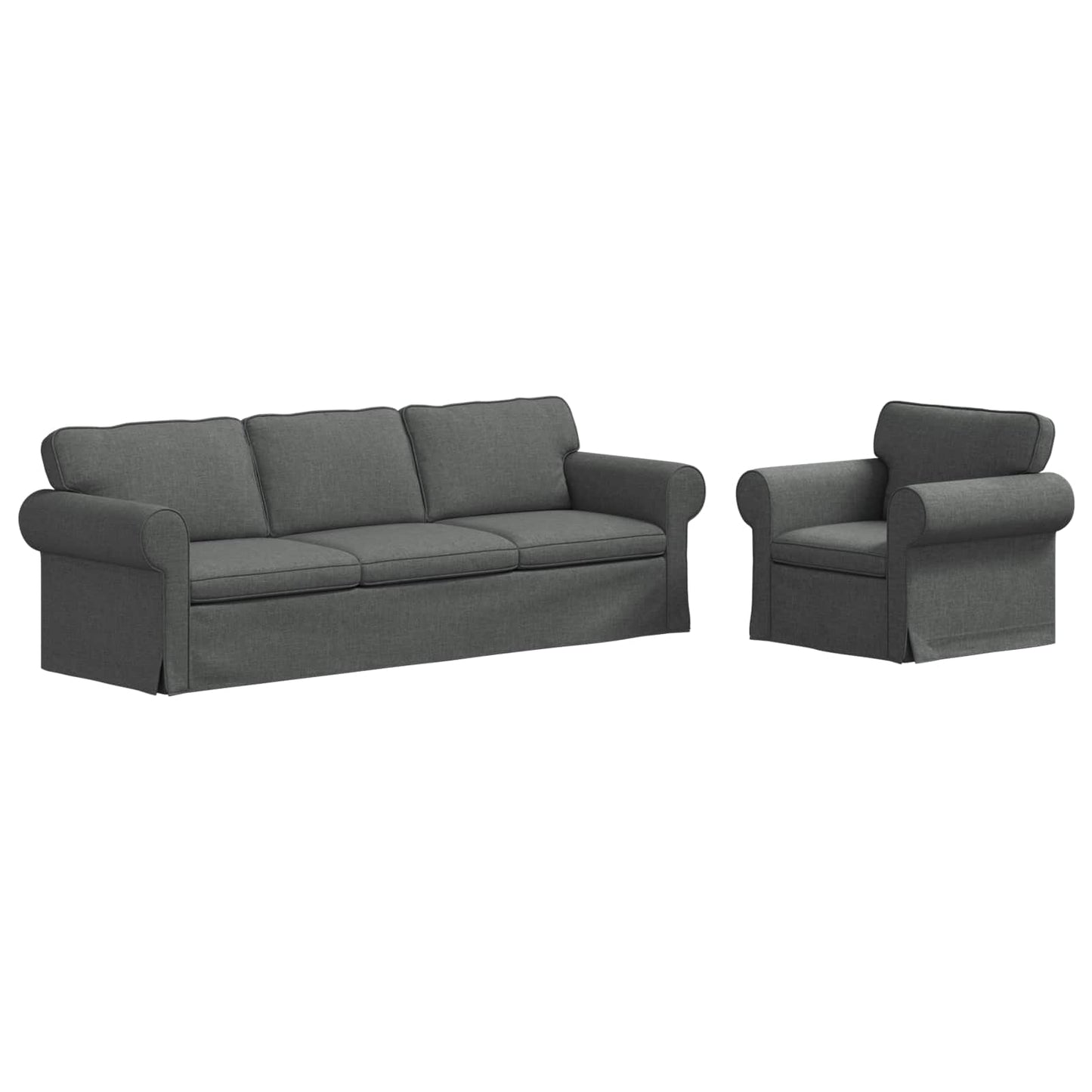 Sofa Sæt 2 stk. Mørkegrå Stof