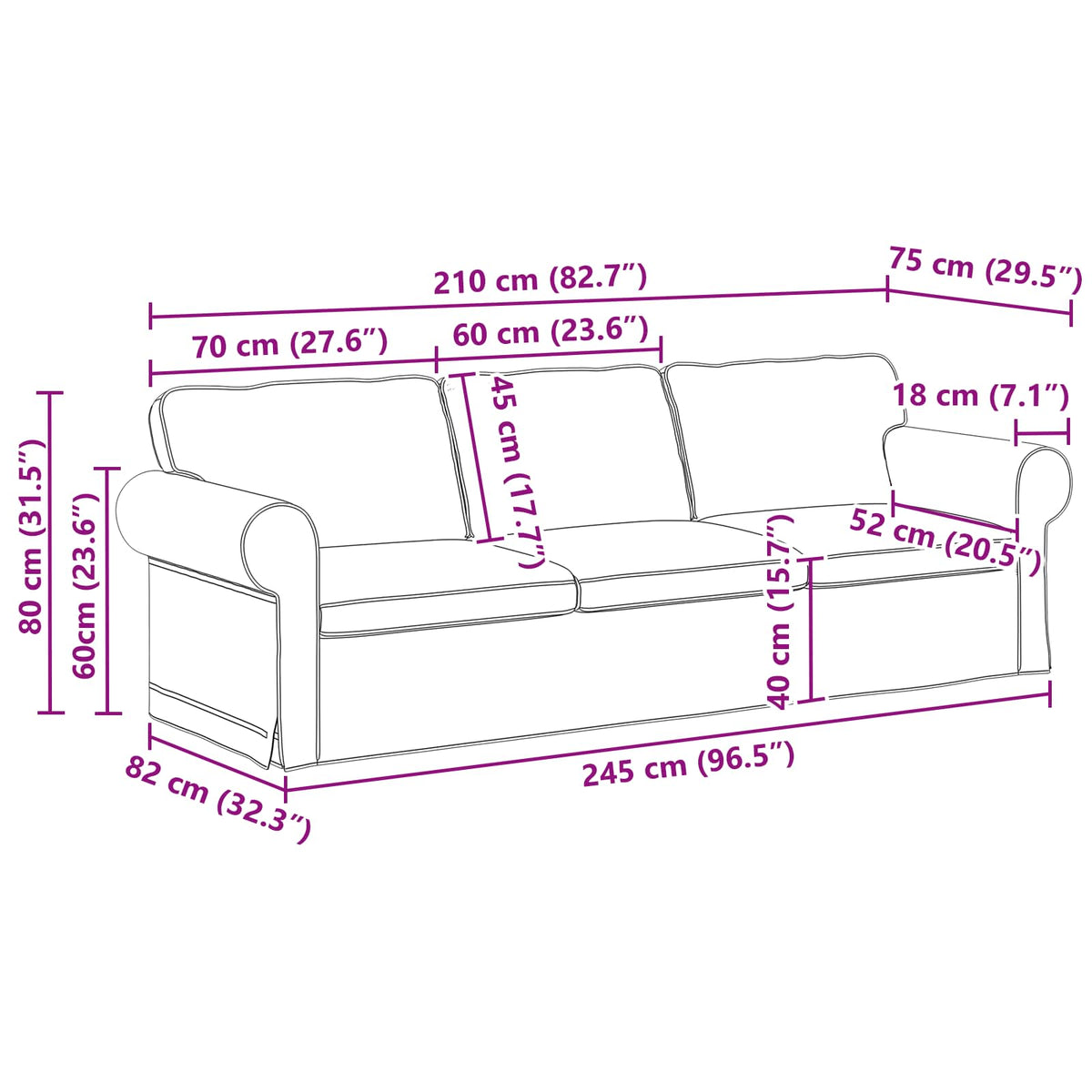 Sofa Sæt 2 stk. Mørkegrå Stof