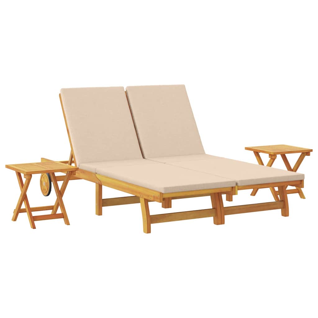 Solstol med pude Beige Massivt Akacietræ