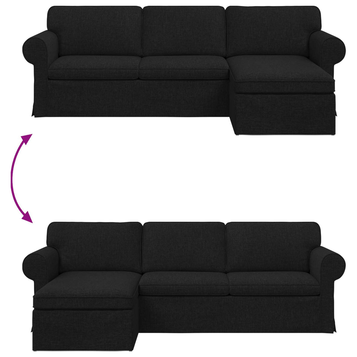 Sofa Sort 245 x 138 x 80 cm Stof