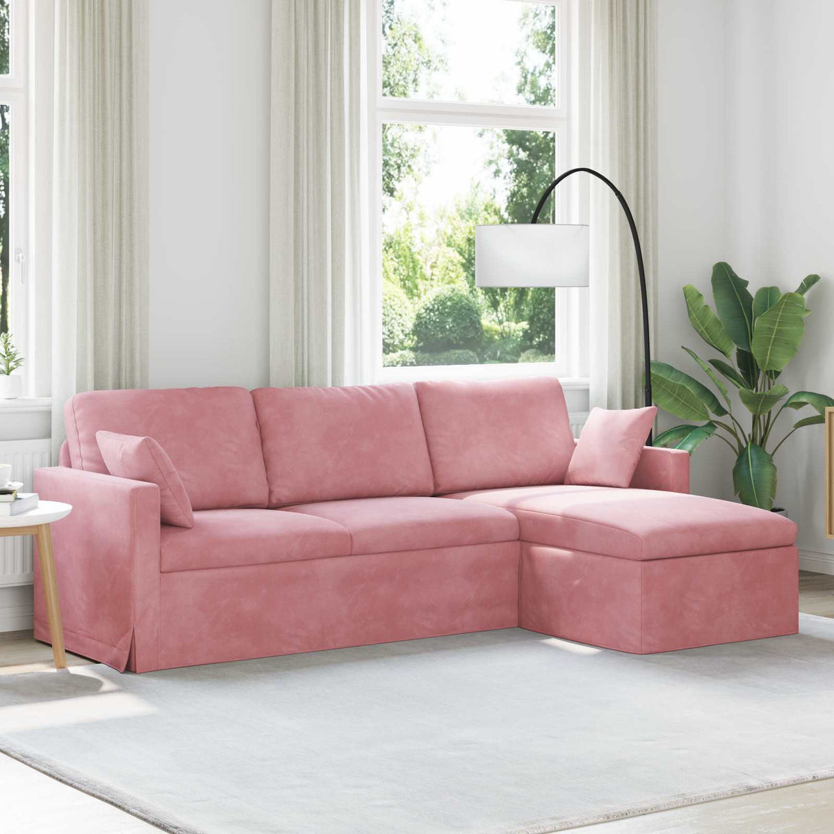 Sofa Lyserød 228 x 134 x 80 cm Fløjl