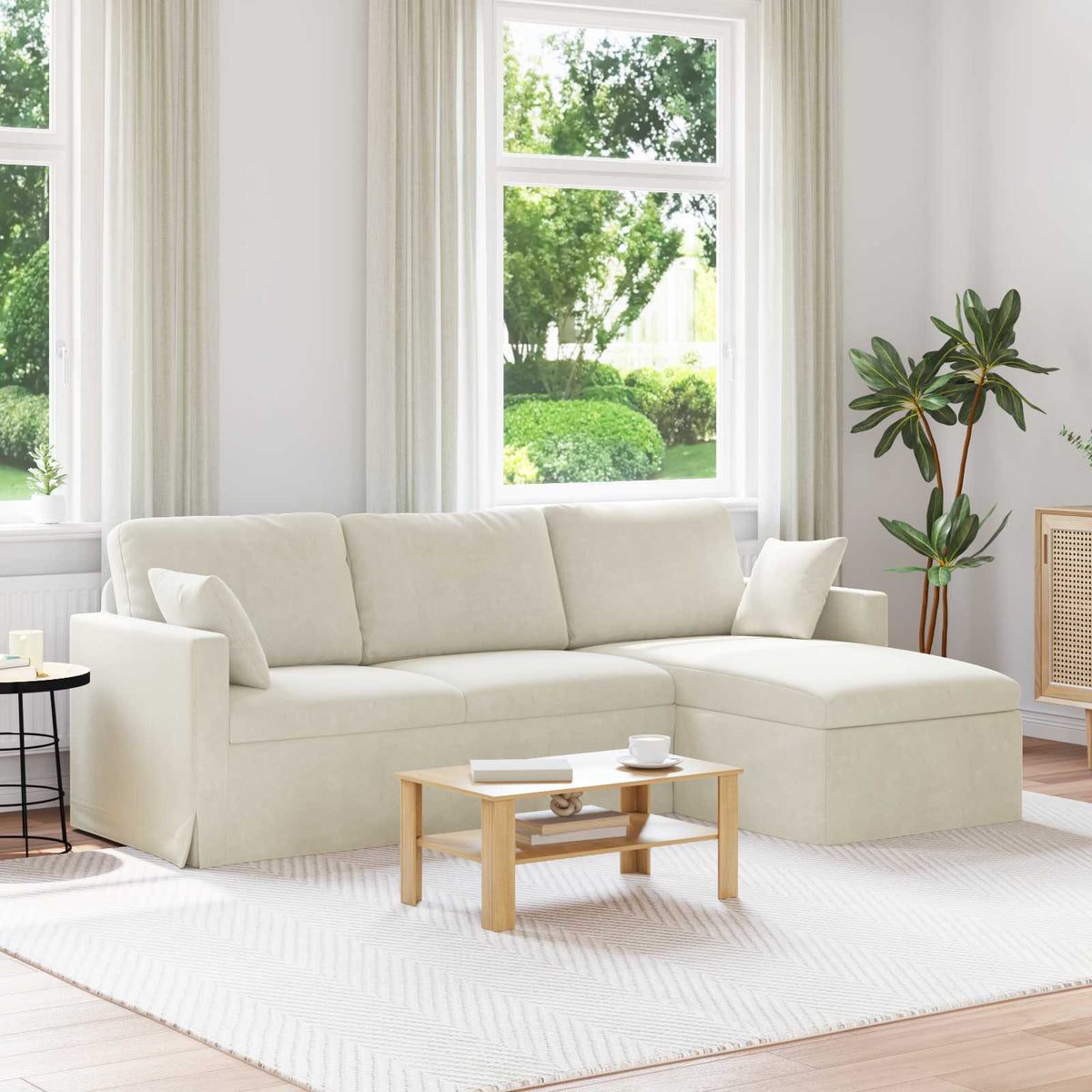 Sofa Creme 228 x 134 x 80 cm Fløjl
