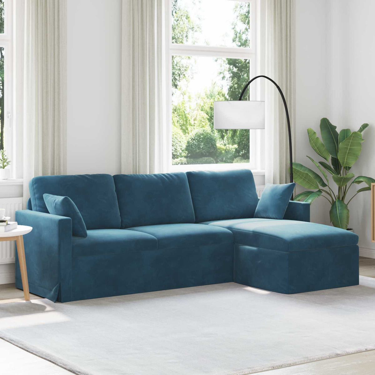 Sofa Blå 228 x 134 x 80 cm Fløjl