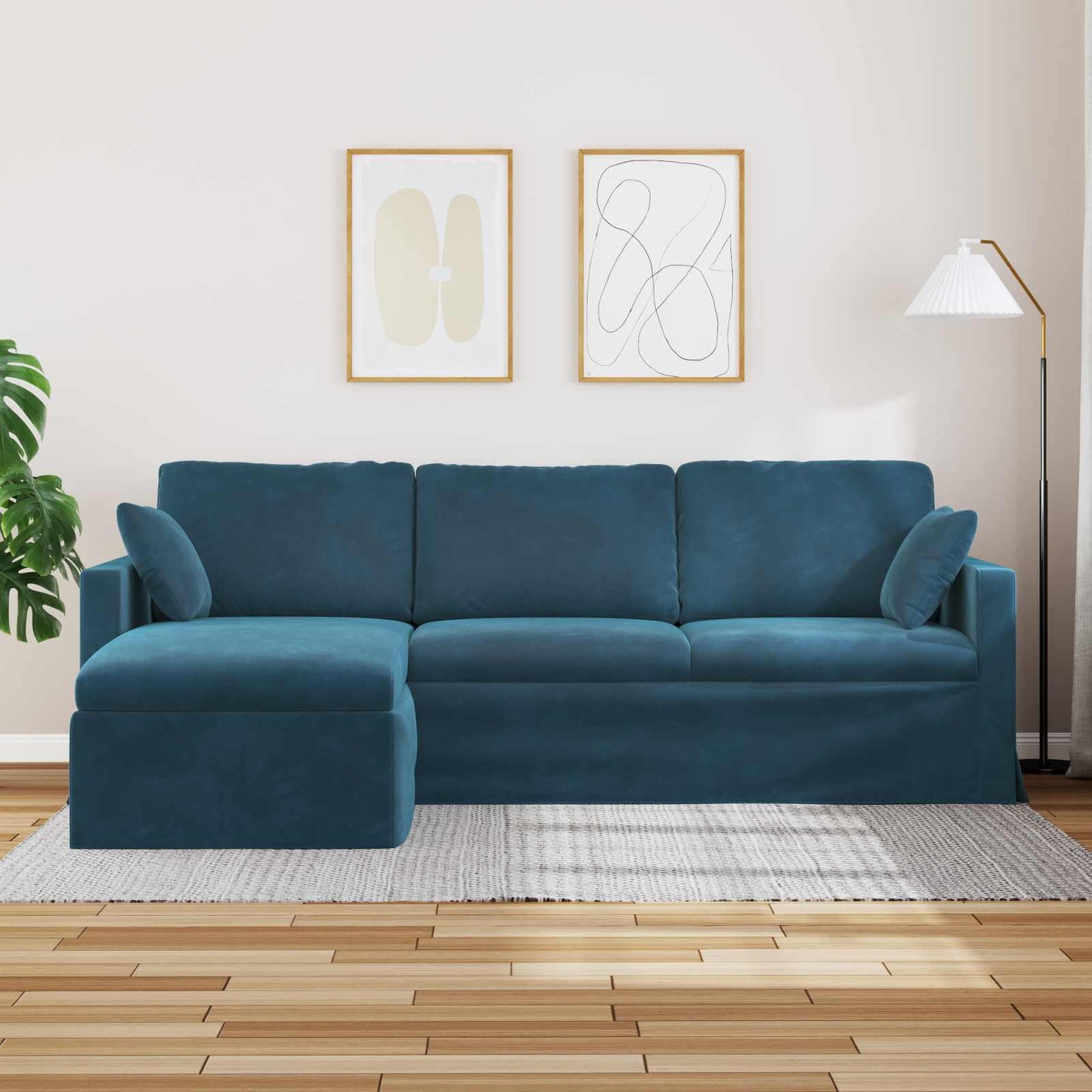 Sofa Blå 228 x 134 x 80 cm Fløjl