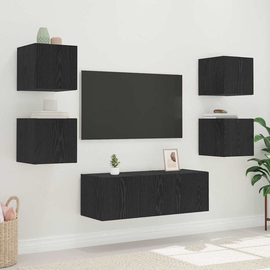 TV vægskab 30,5 x 35 x 30 cm Sort eg Konstrueret træ