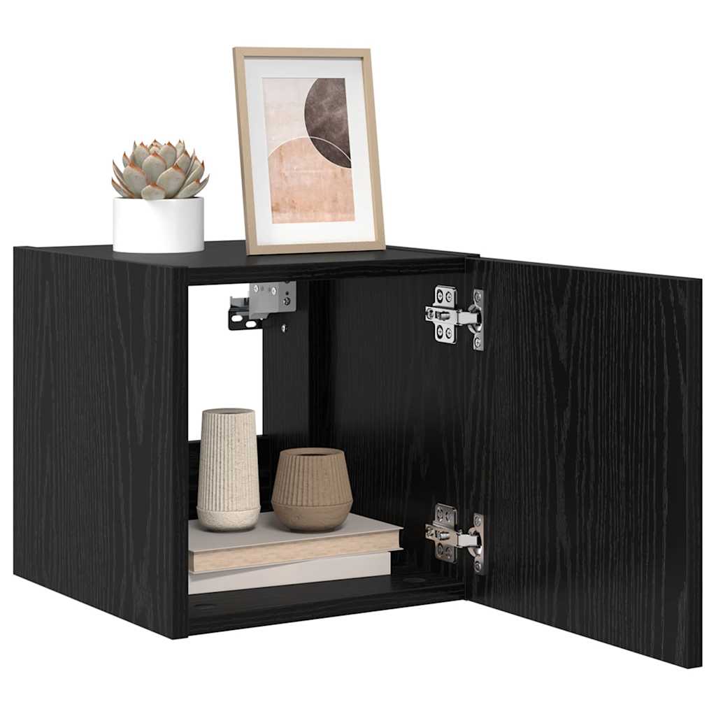 TV vægskab 30,5 x 35 x 30 cm Sort eg Konstrueret træ