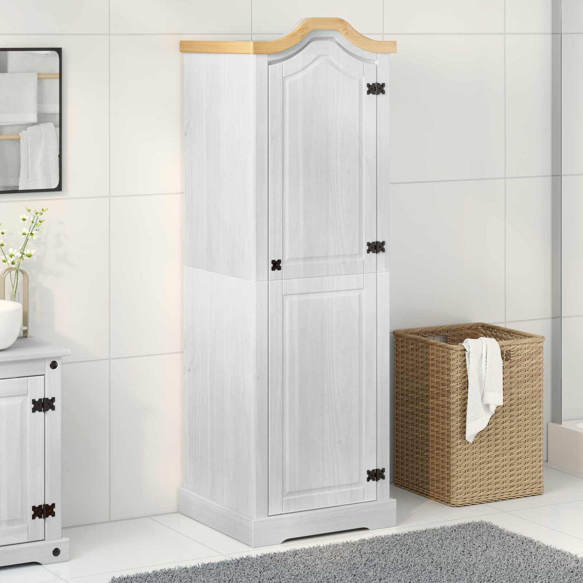 Garderober Hvid 55 x 52 x 170 cm Massiv fyrretræ