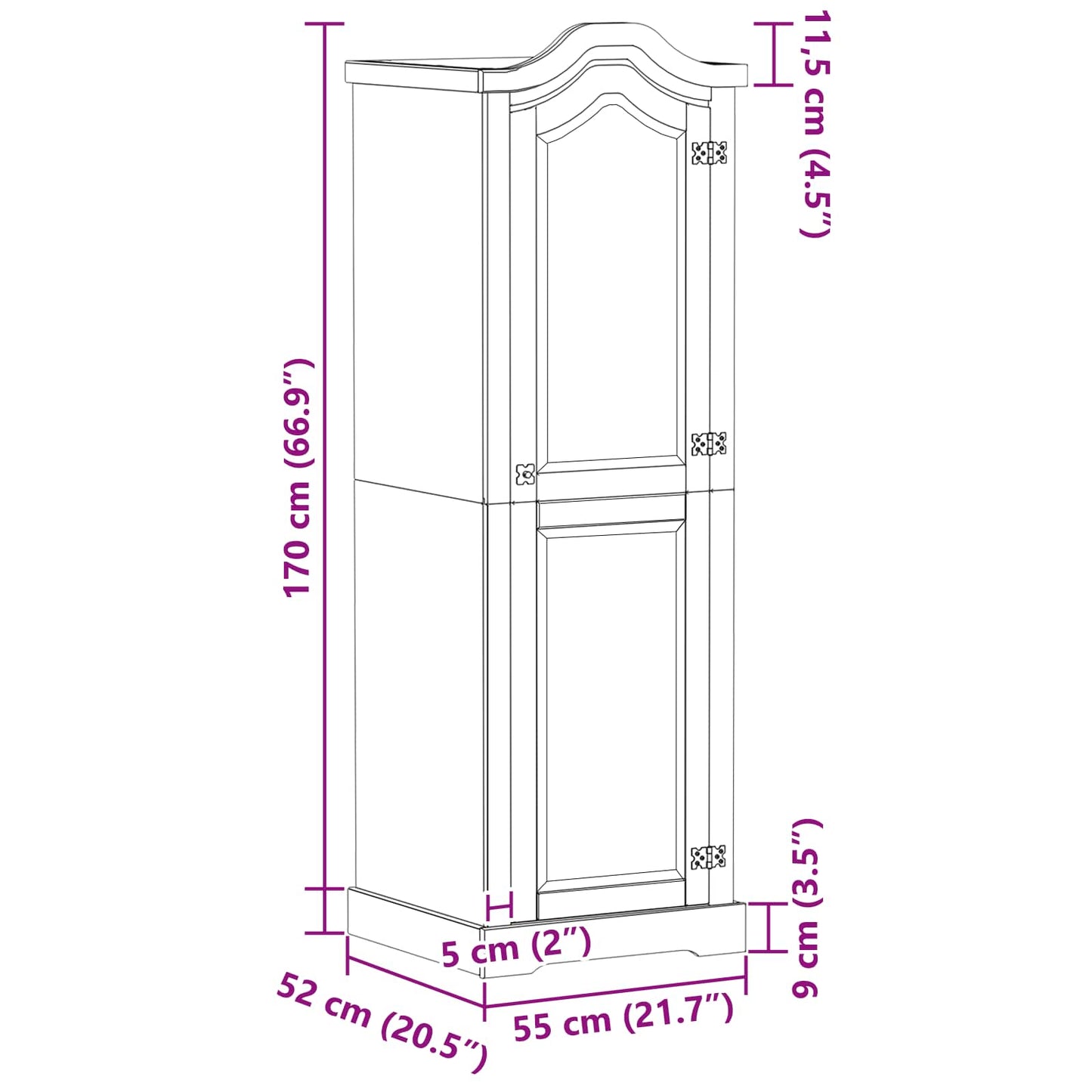 Garderober Hvid 55 x 52 x 170 cm Massiv fyrretræ
