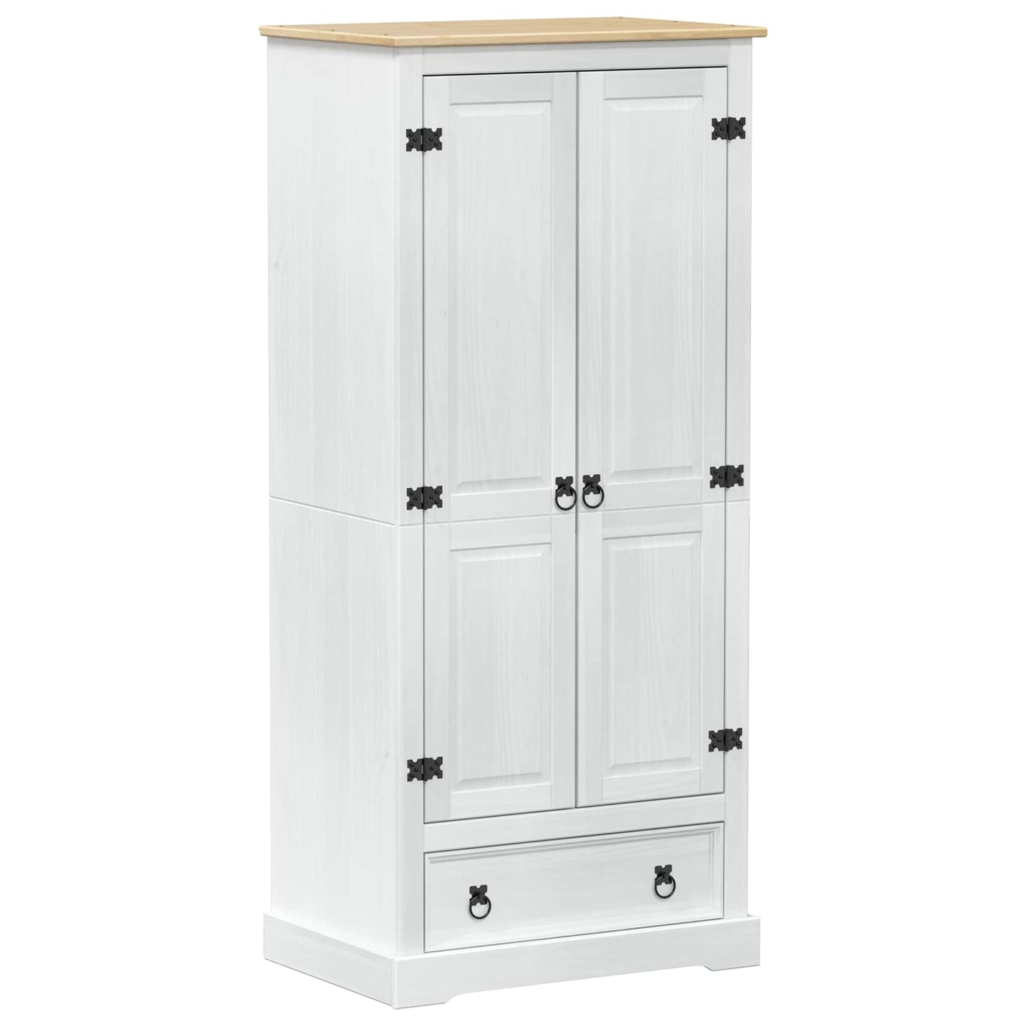 Garderober med skuffe Hvid 76 x 50 x 170 cm Massiv fyrretræ