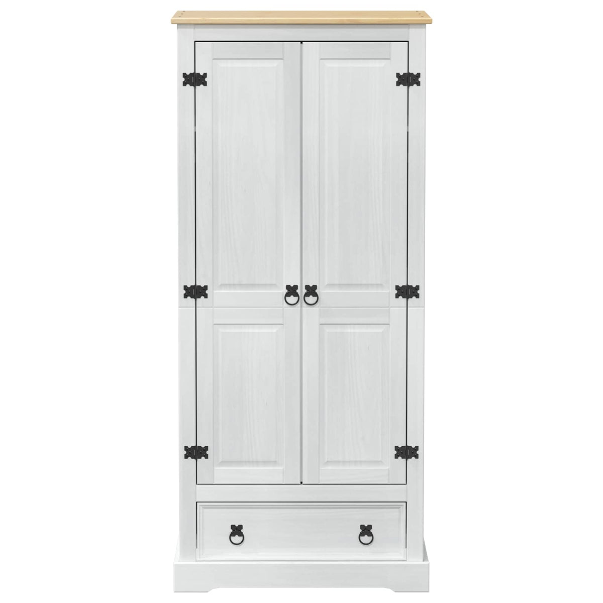 Garderober med skuffe Hvid 76 x 50 x 170 cm Massiv fyrretræ