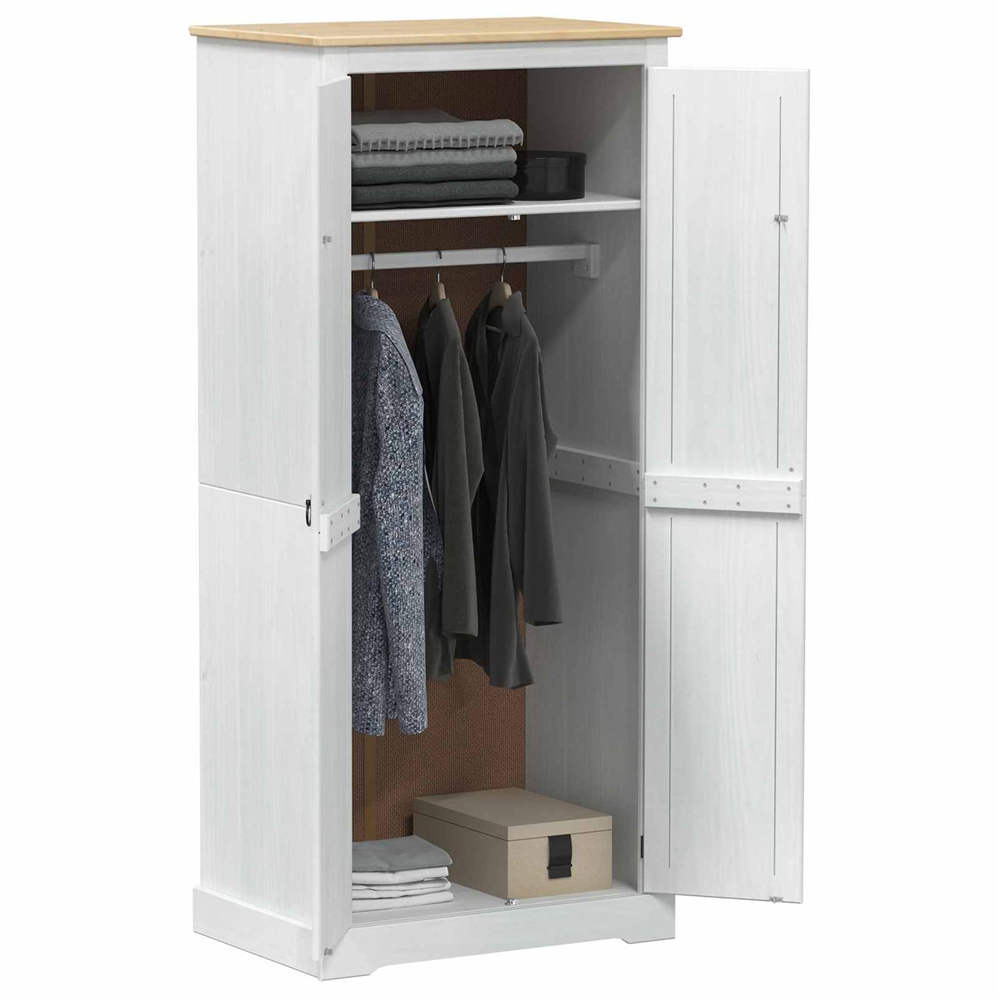 Garderober Hvid 76 x 50 x 170 cm Massiv fyrretræ