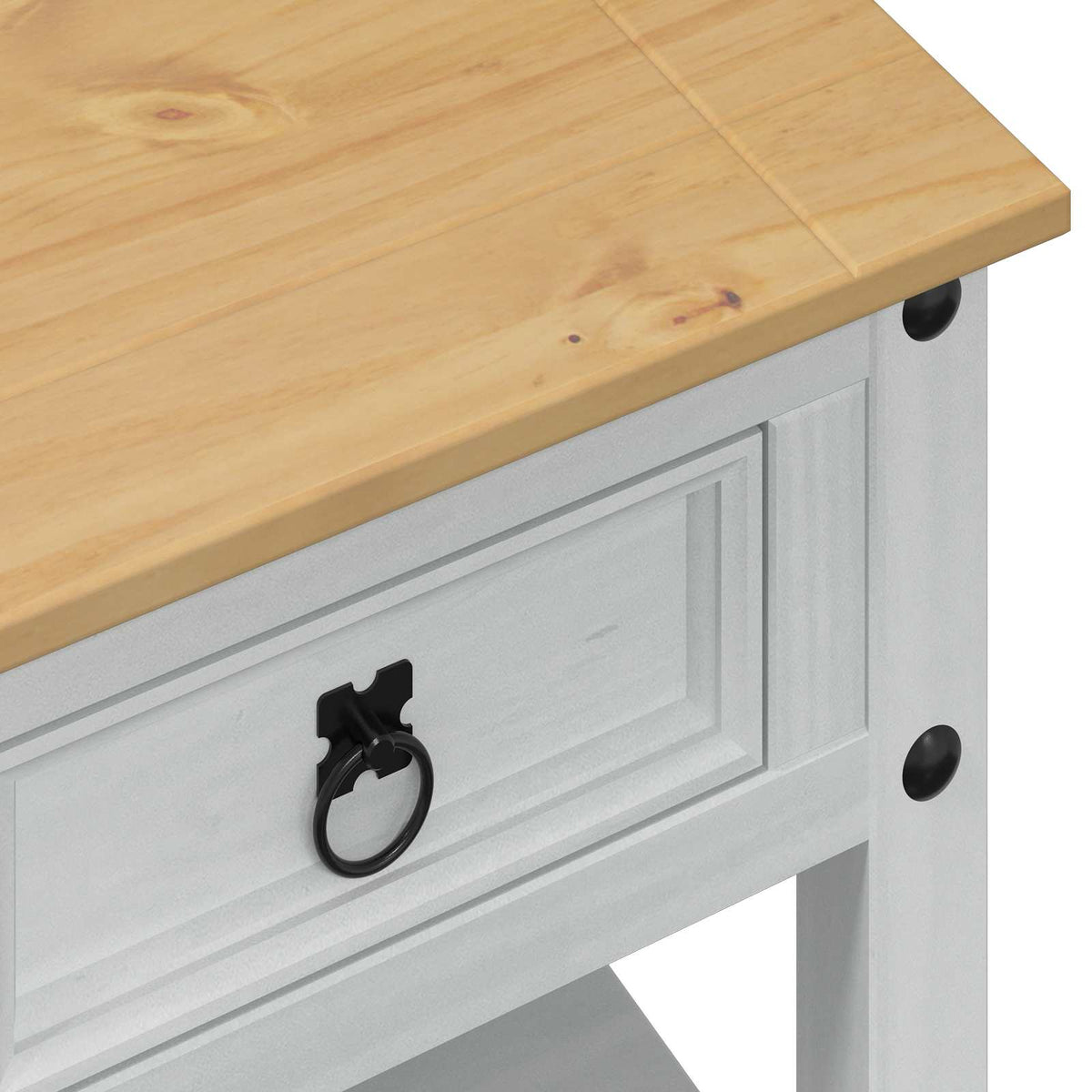 Sofabord med skuffe Hvid 85 x 50 x 45 cm Massiv fyrretræ