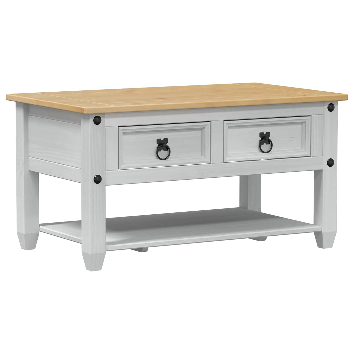 Sofabord med skuffe Hvid 85 x 50 x 45 cm Massiv fyrretræ