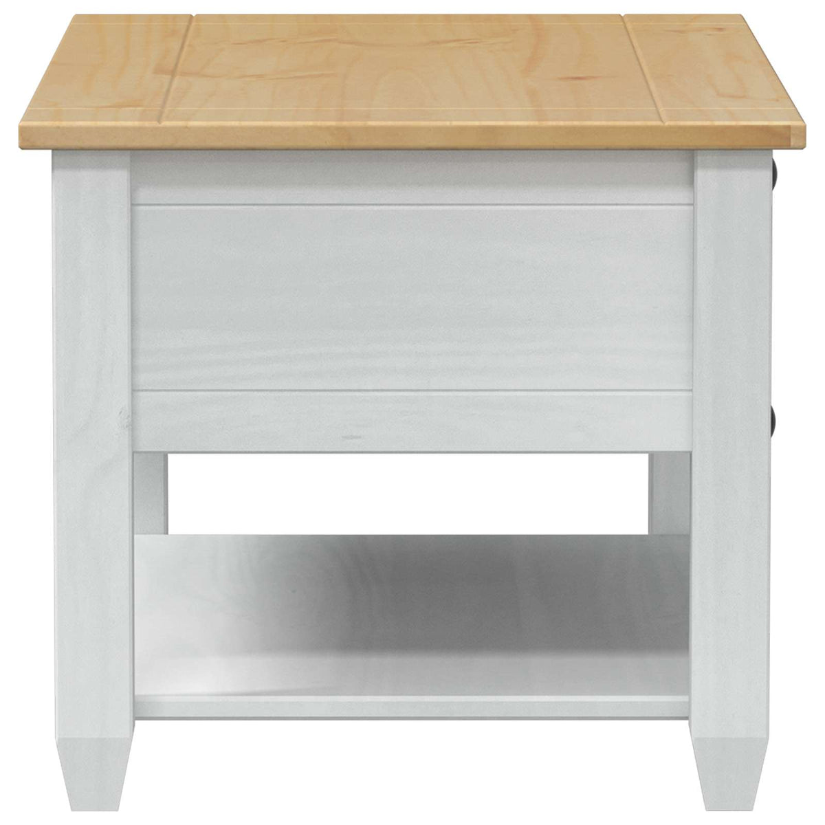 Sofabord med skuffe Hvid 85 x 50 x 45 cm Massiv fyrretræ