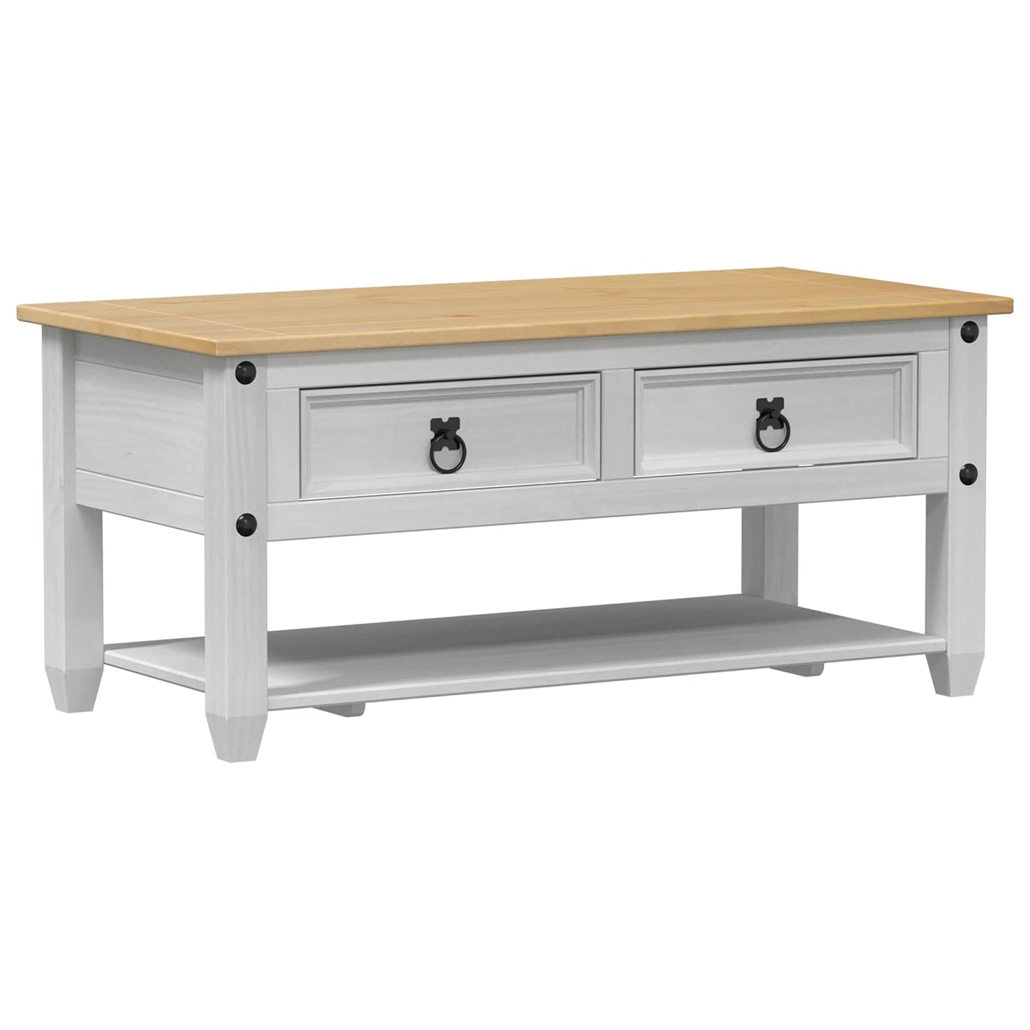Sofabord Hvid 100 x 48 x 45 cm Massivt fyrretræ
