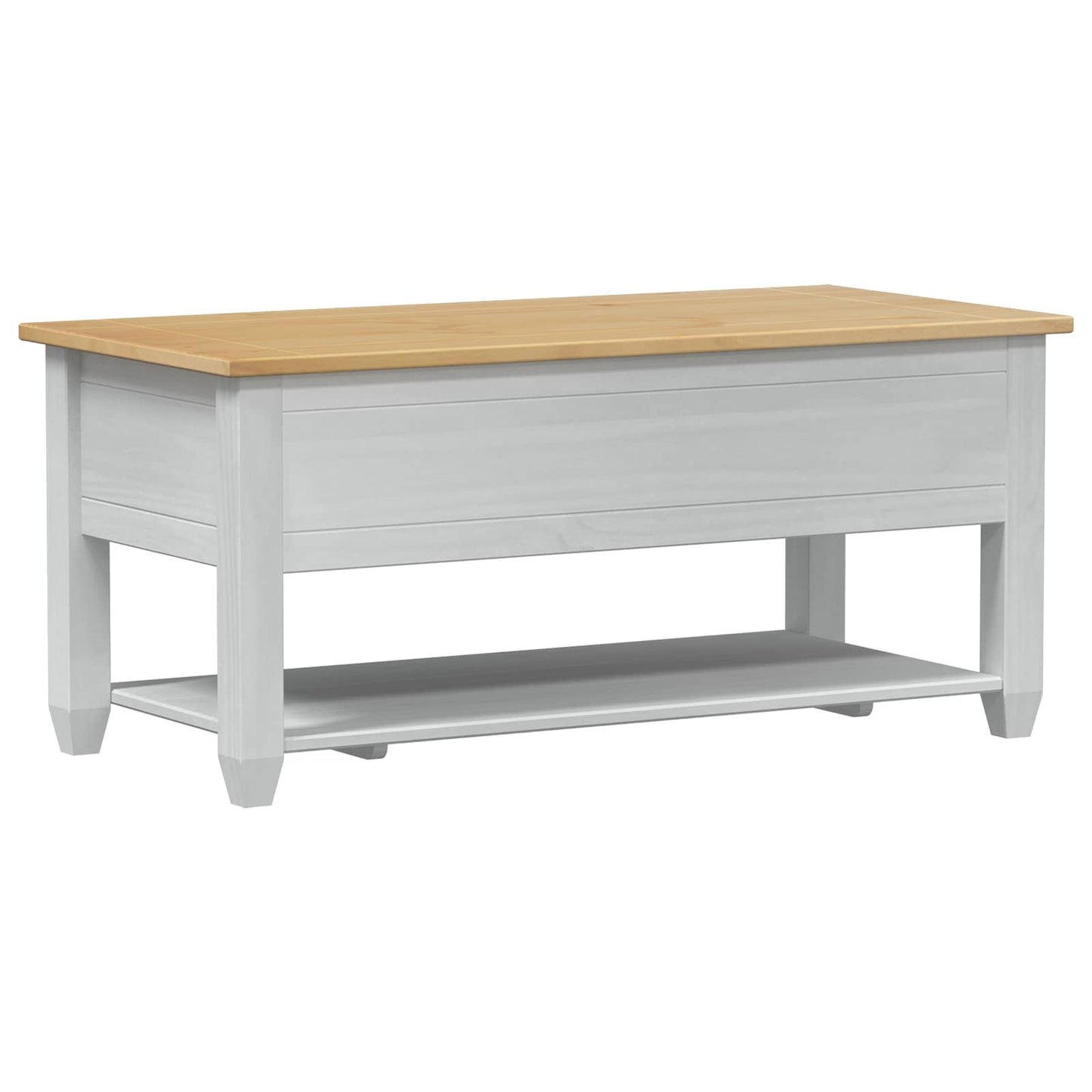 Sofabord Hvid 100 x 48 x 45 cm Massivt fyrretræ