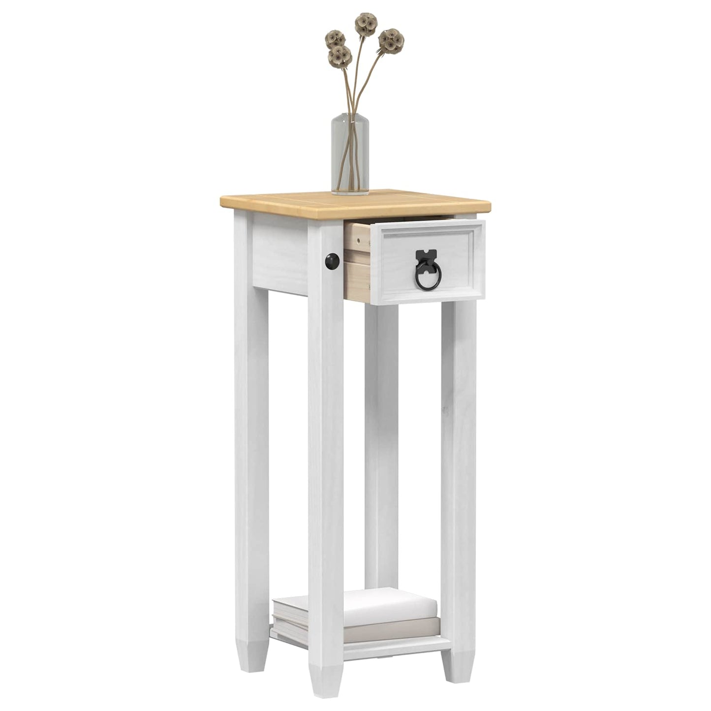 Planteholder Hvid 30 x 30 x 73 cm Massivt fyrretræ
