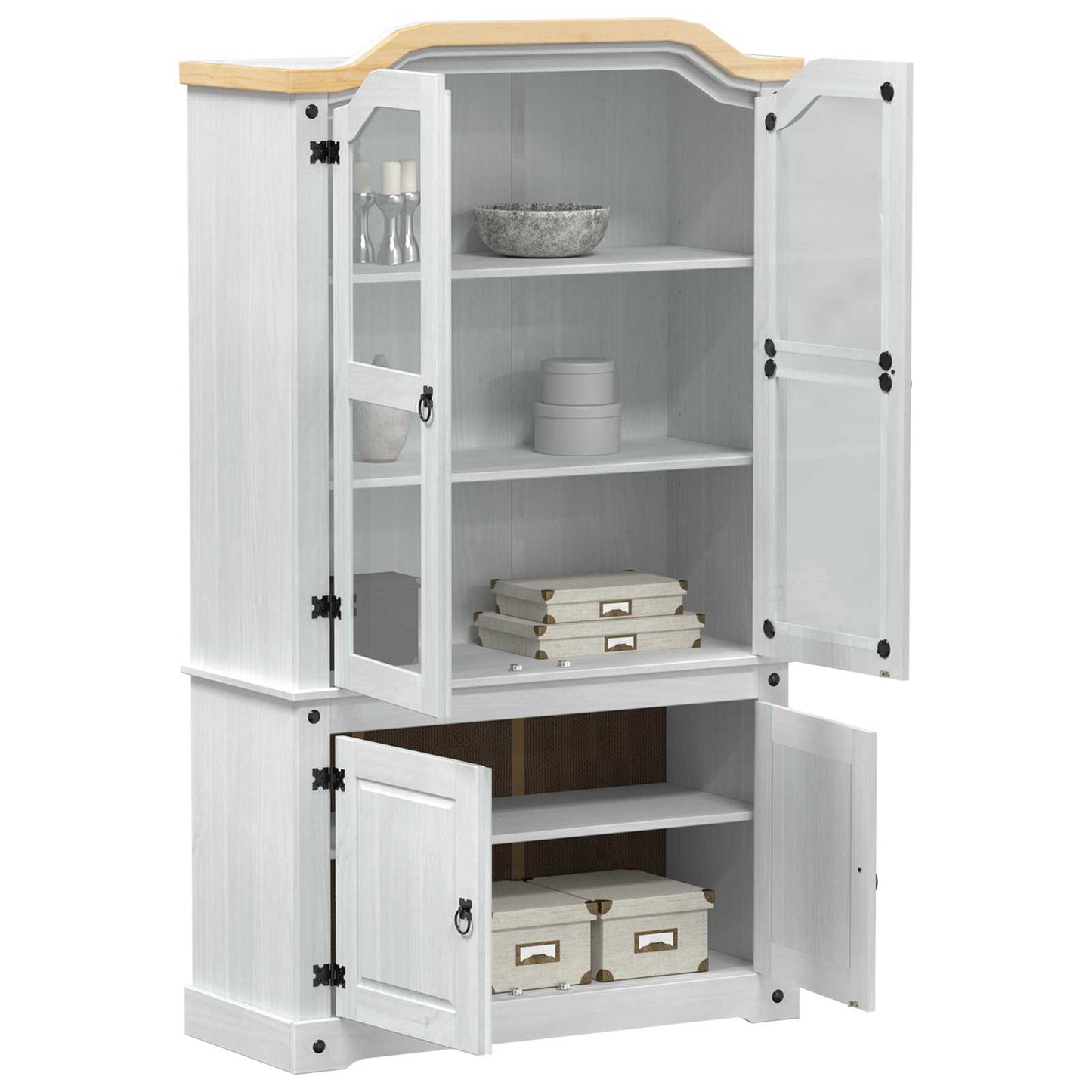 Display Skab Hvid 103.5 x 42 x 180 cm Massiv fyrretræ