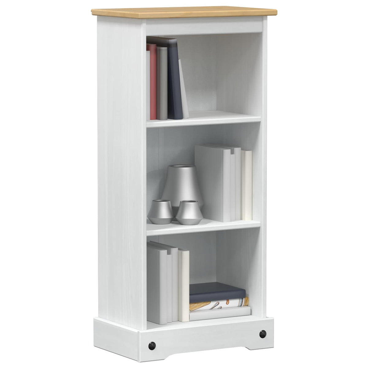 Bogreol 46 x 29 x 100 cm Massiv fyrretræ Hvid