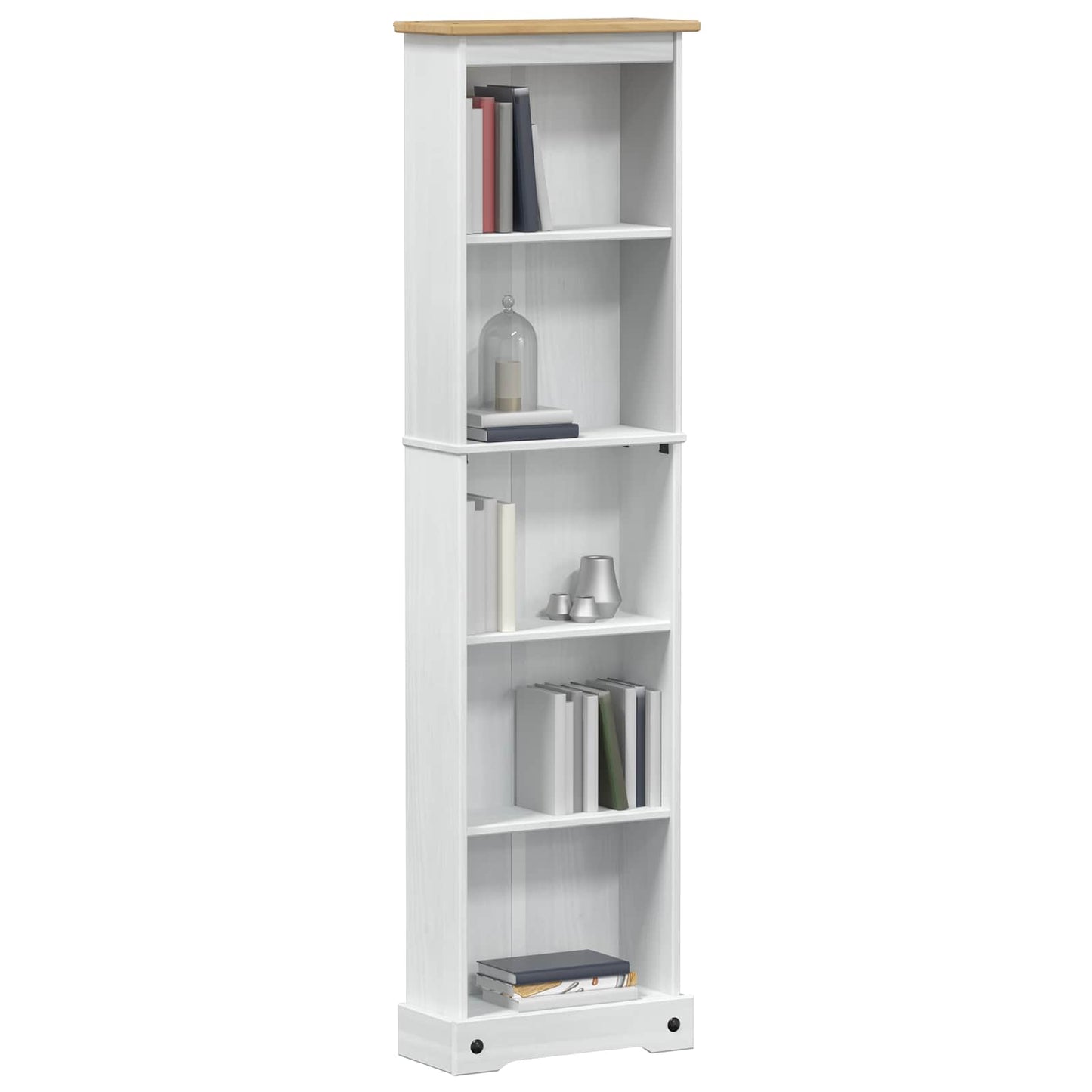 Bogreol 46 x 20 x 170 cm Massiv fyrretræ Hvid