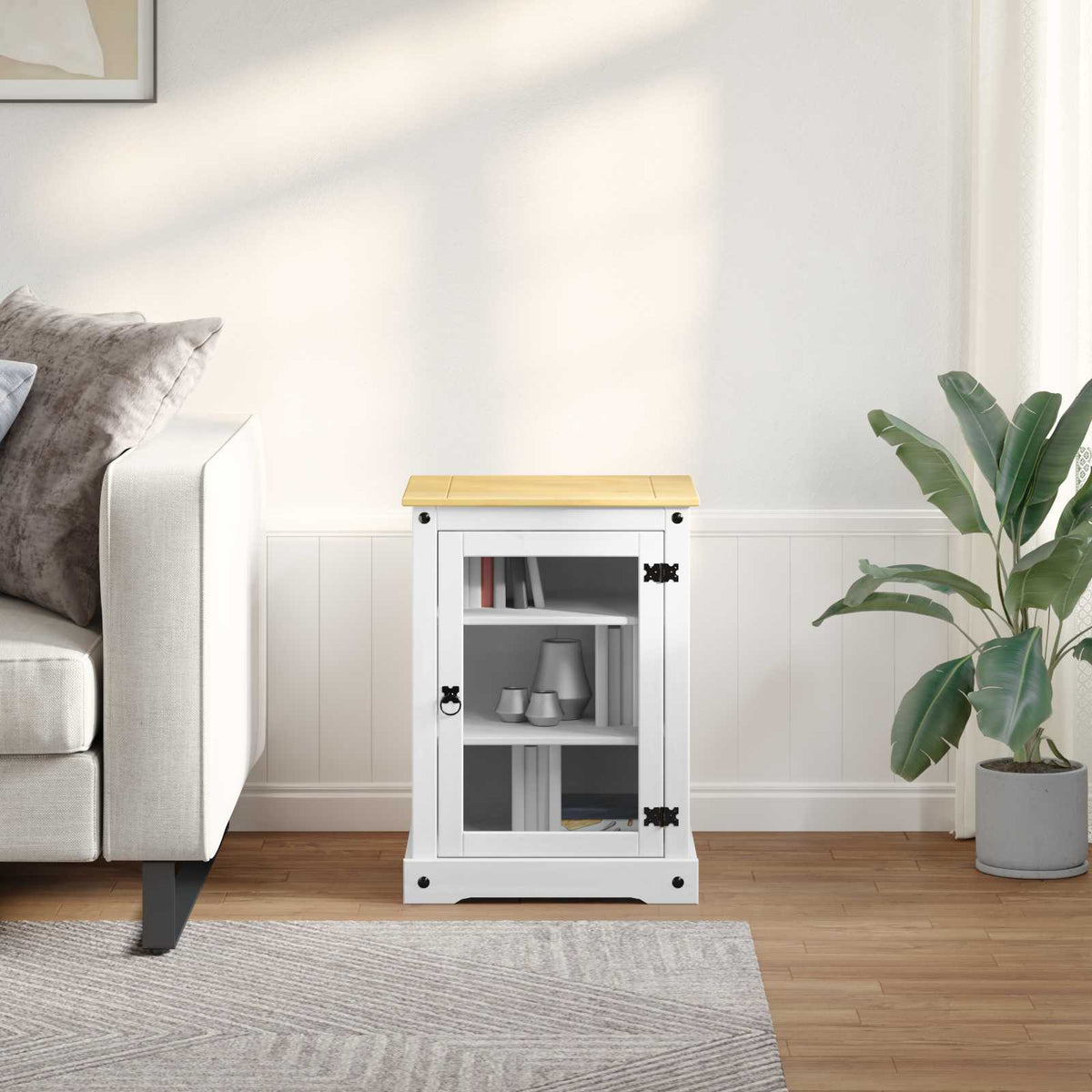 HiFi skab Hvid 60 x 50 x 82 cm Massiv fyrretræ
