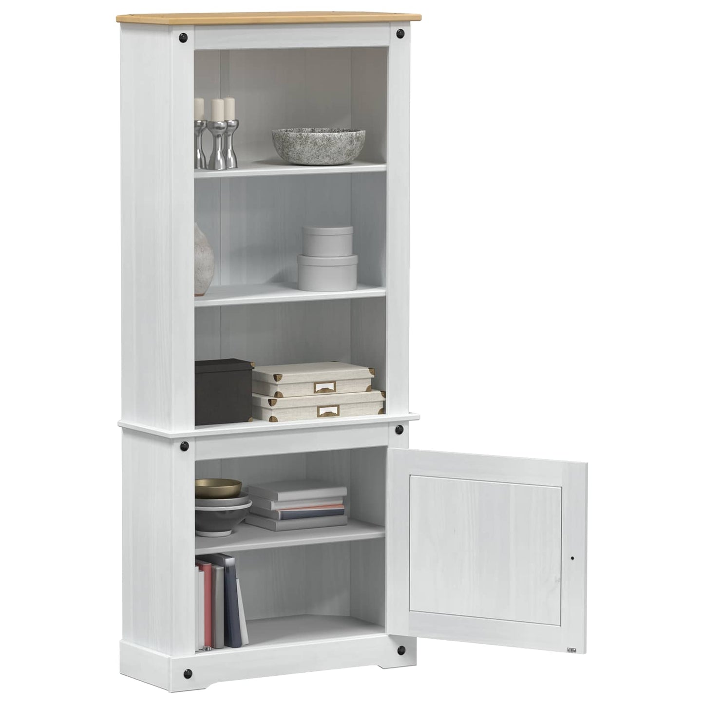 Highboard Hvid 74 x 38 x 170 cm Massiv fyrretræ