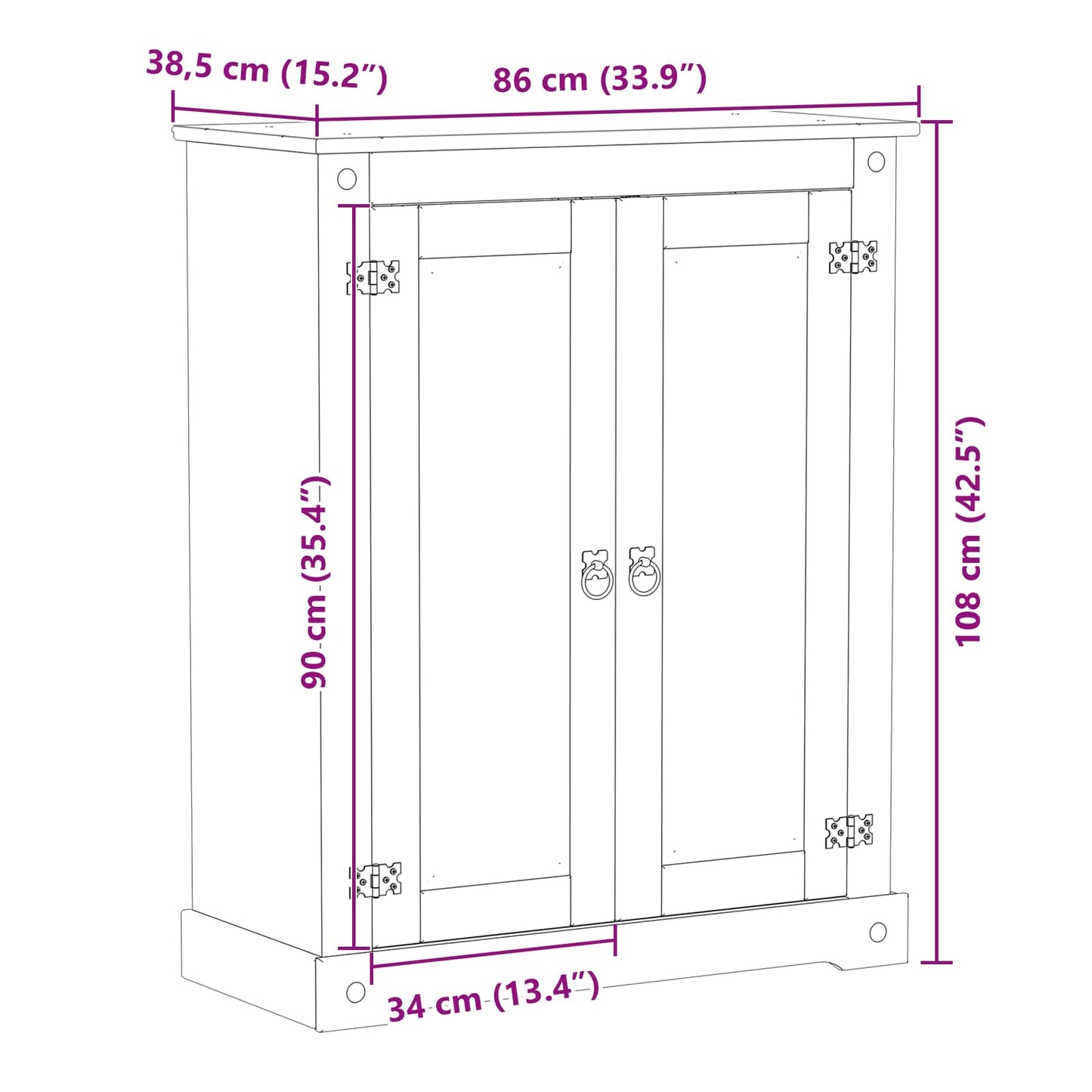 Sko skab med hylde Hvid 86 x 38,5 x 108 cm Massiv fyrretræ