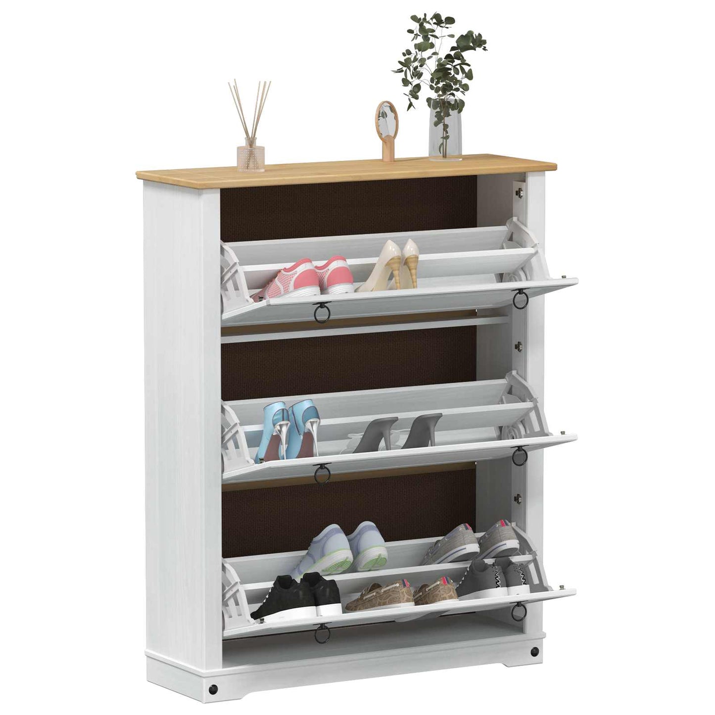 Sko skab med hylde Corona Hvid 99 x 32 x 122 cm Massiv fyrretræ