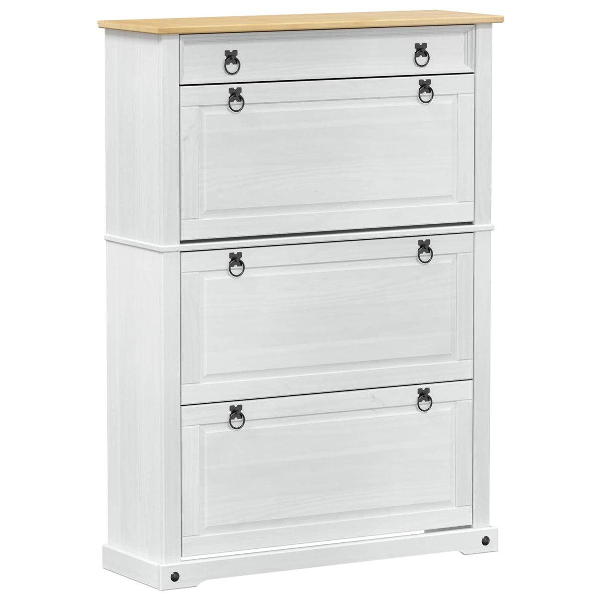 Sko skab med hylde Corona Hvid 99 x 32 x 138 cm Massiv fyrretræ