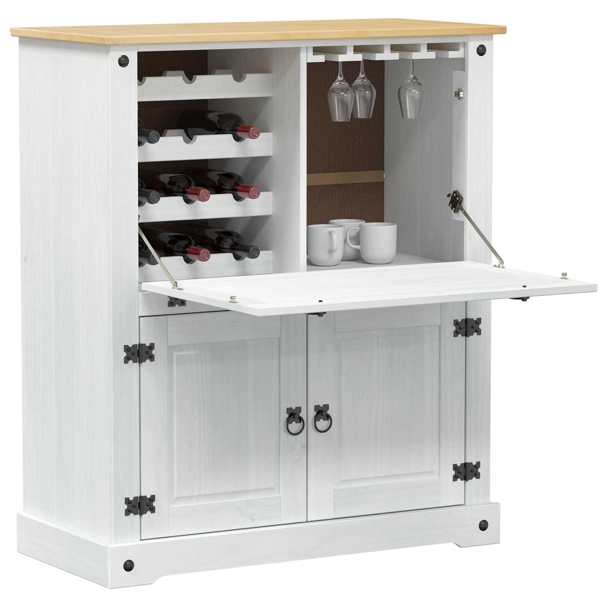 Vinskab Hvid 97 x 45 x 114 cm Massiv fyrretræ