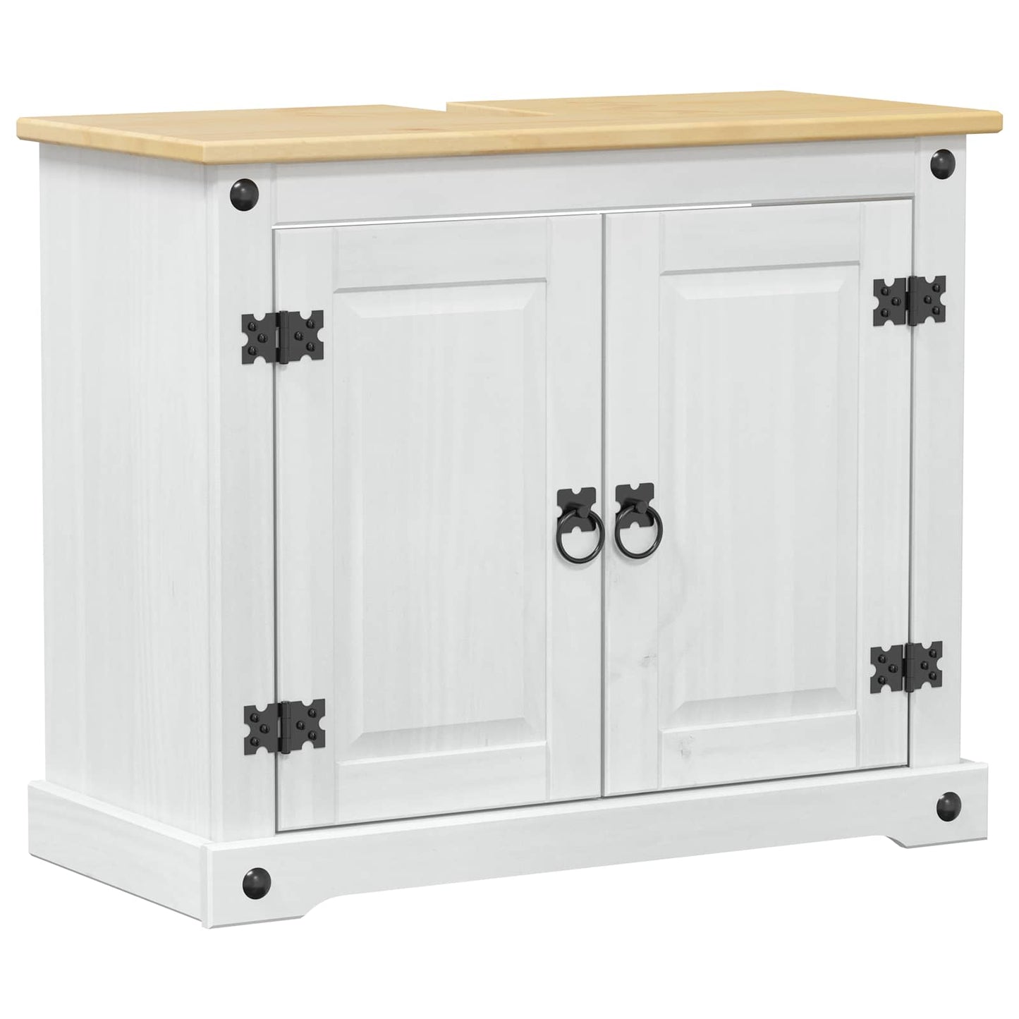 Vaskeskab Hvid 73 x 33 x 60 cm Massiv fyrretræ