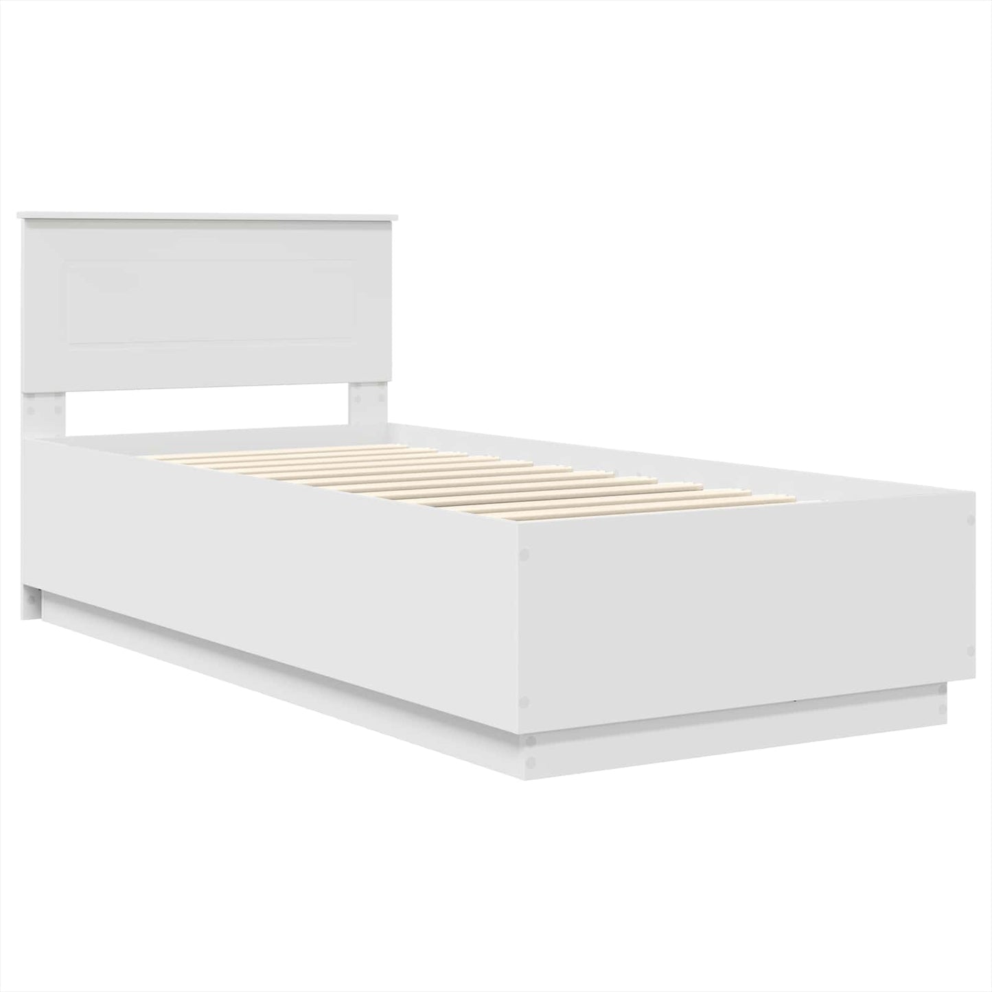 Sengestel med LED-lysstrimler Hvid 70 x 190 cm Konstrueret træ