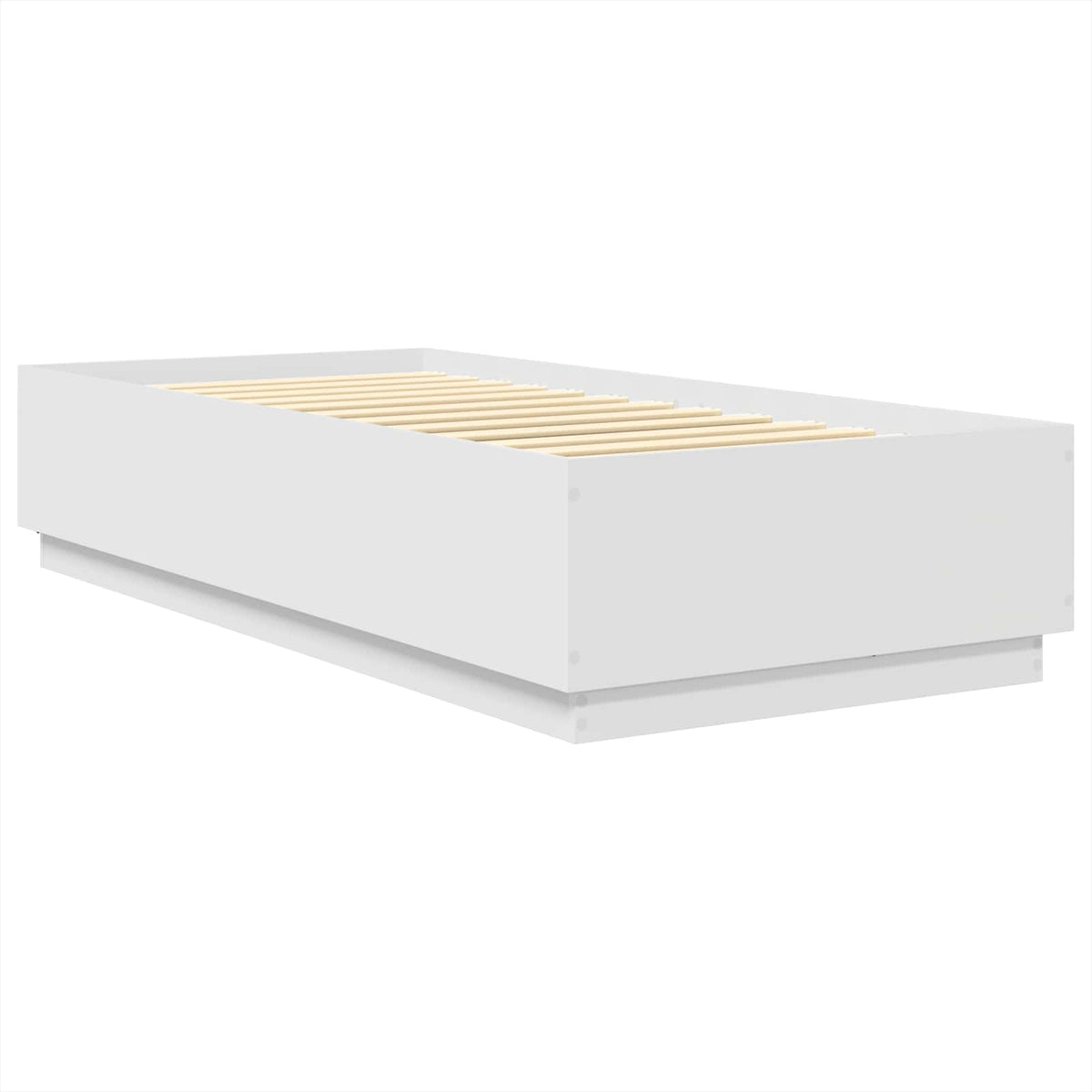 Sengestel med LED-lysstrimler Hvid 70 x 190 cm Konstrueret træ