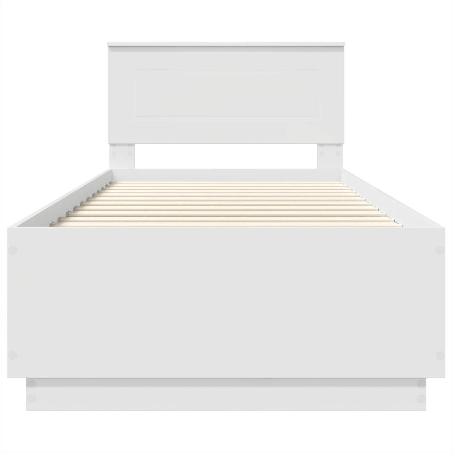 Sengestel med LED-lysstrimler Hvid 70 x 190 cm Konstrueret træ