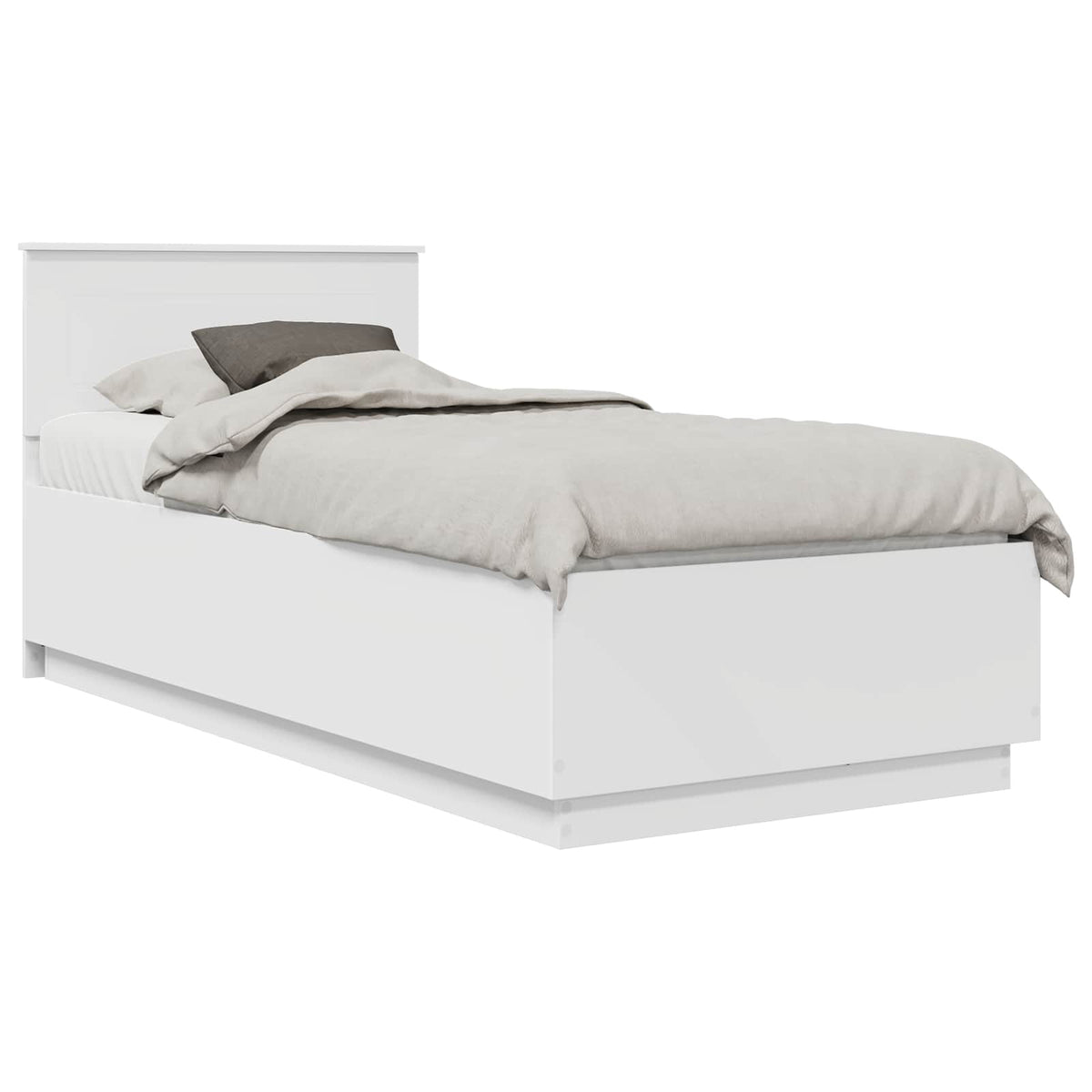 Sengestel med LED-lysstrimler Hvid 70 x 190 cm Konstrueret træ
