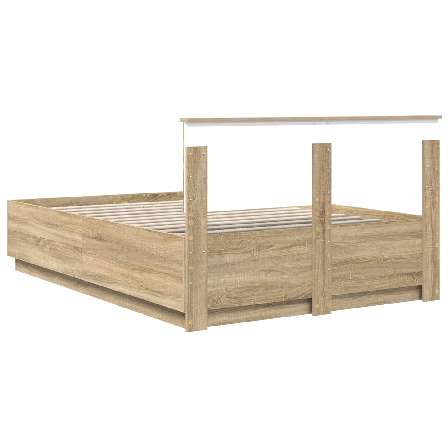 Sengestel med hovedgærde Sonoma-eg 140 x 200 cm Konstrueret træ