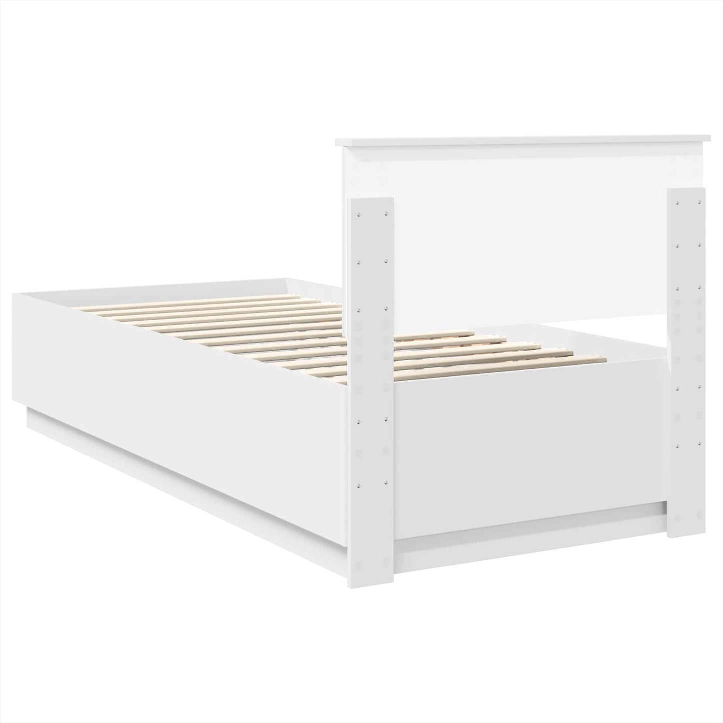 Sengestel med hovedgærde Hvid 75 x 190 cm Konstrueret træ
