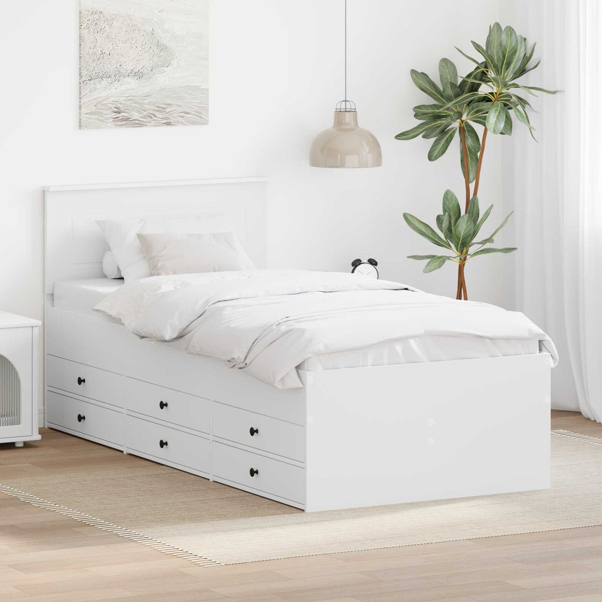 Daybed med skuffe Hvid og sort 75 x 190 cm Konstrueret træ