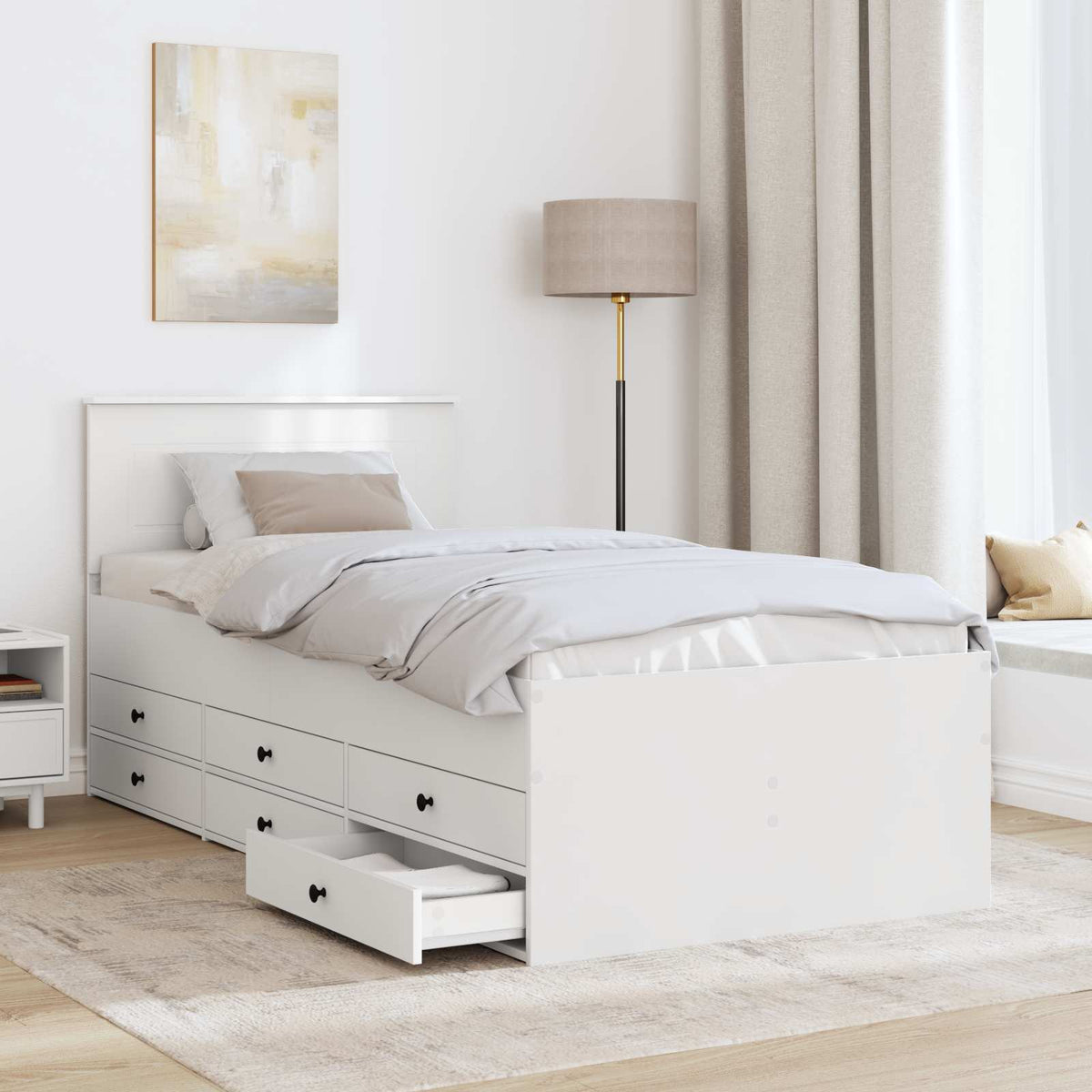 Daybed med skuffe Hvid og sort 75 x 190 cm Konstrueret træ