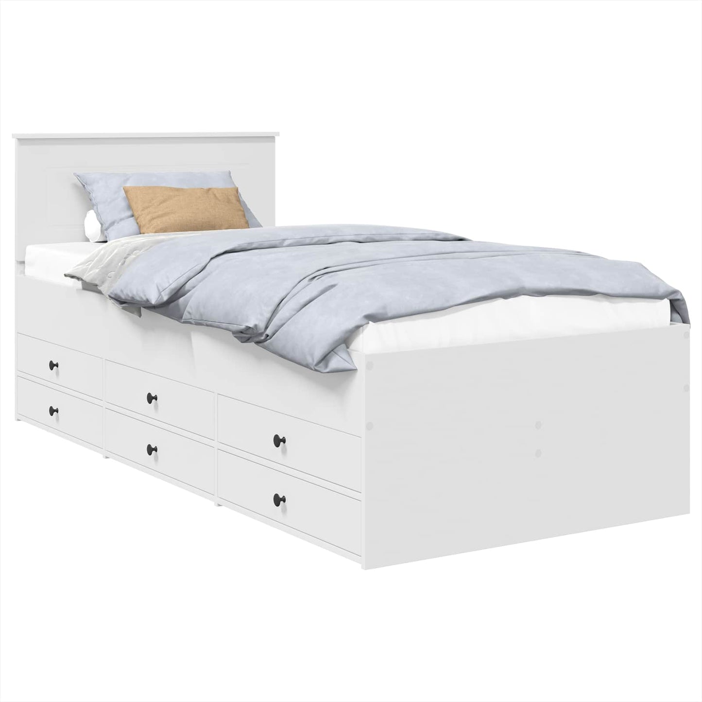 Daybed med skuffe Hvid og sort 75 x 190 cm Konstrueret træ