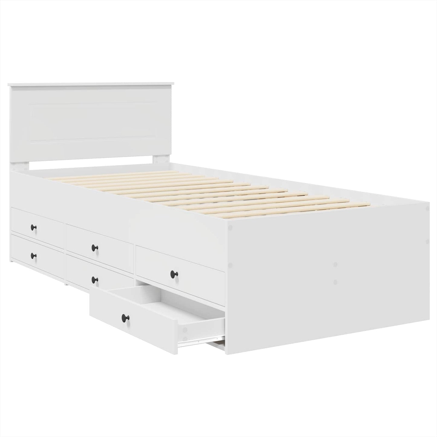 Daybed med skuffe Hvid og sort 75 x 190 cm Konstrueret træ