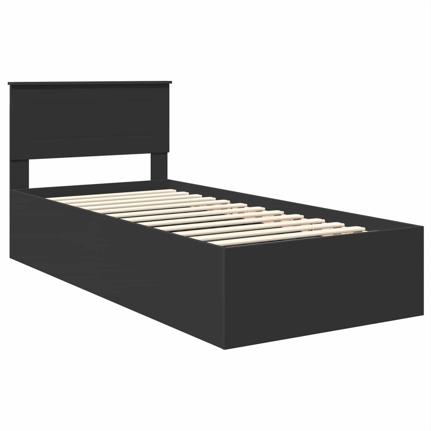 Sengestel med hovedgærde Sort 90 x 190 cm Konstrueret træ