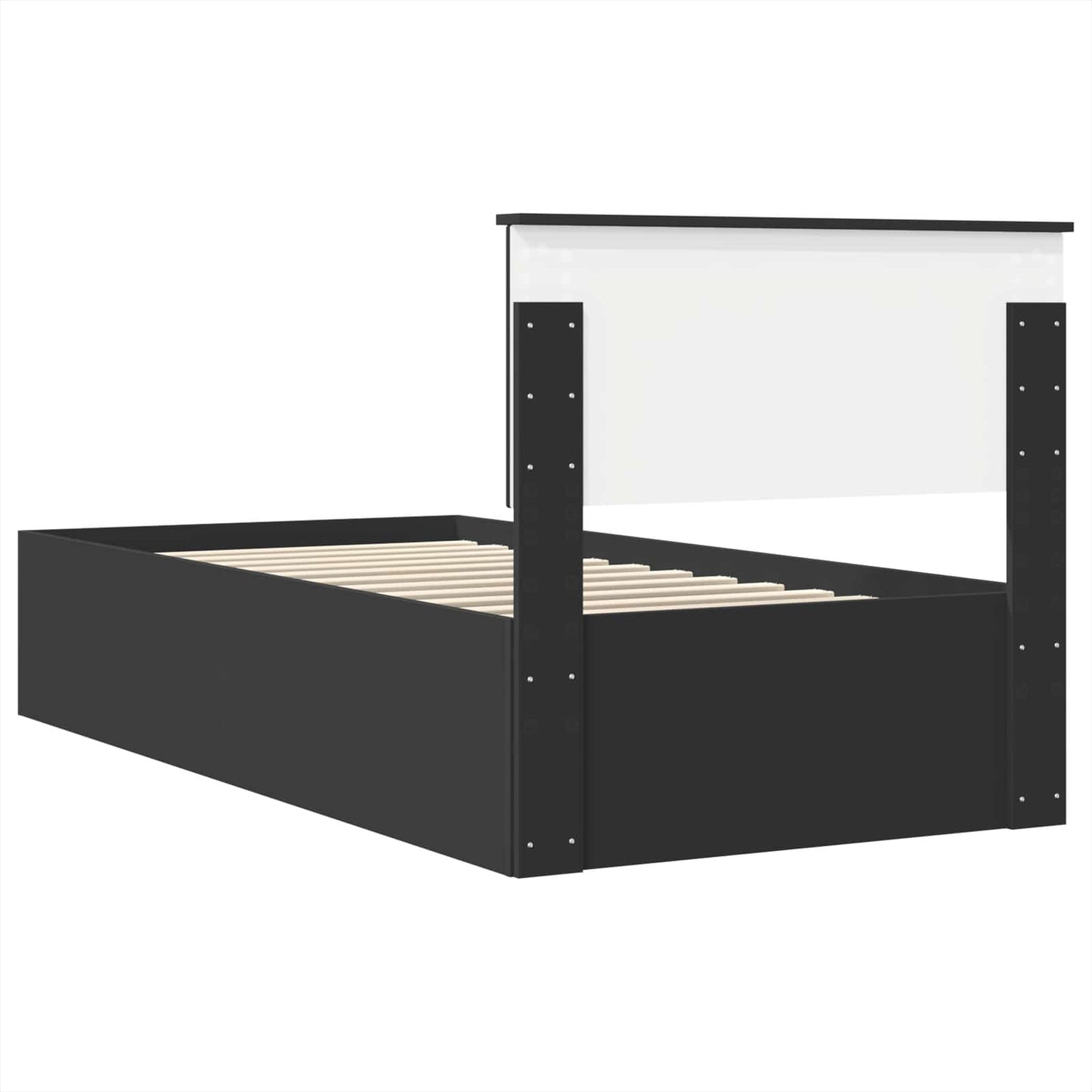 Sengestel med hovedgærde Sort 90 x 190 cm Konstrueret træ