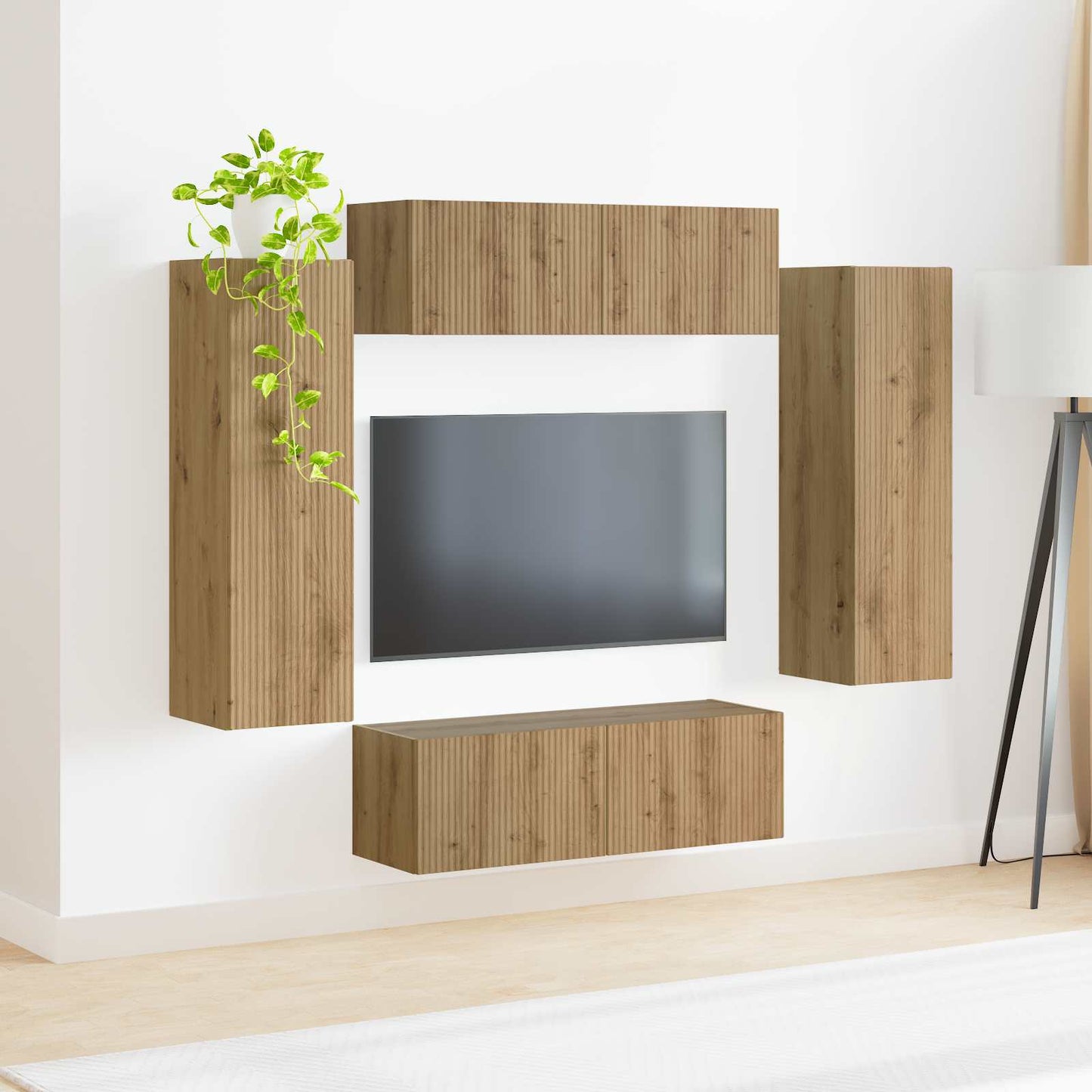 Tv vægskab sæt 4 stk. Artisan Egetræ Konstrueret træ