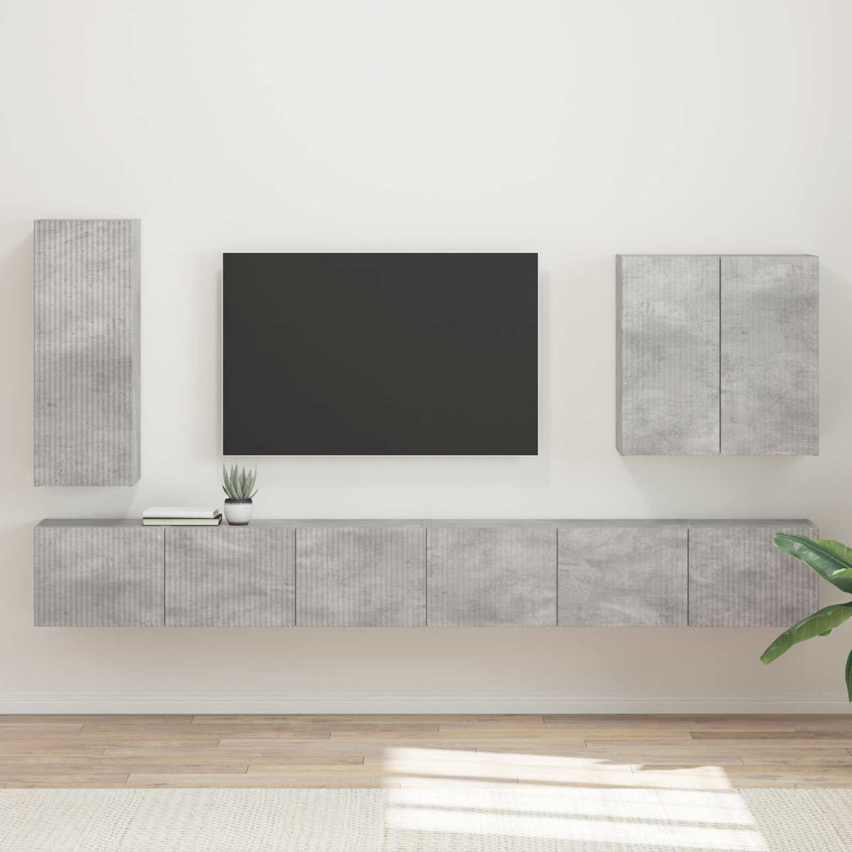 Tv vægskab sæt 6 stk. Beton Grå