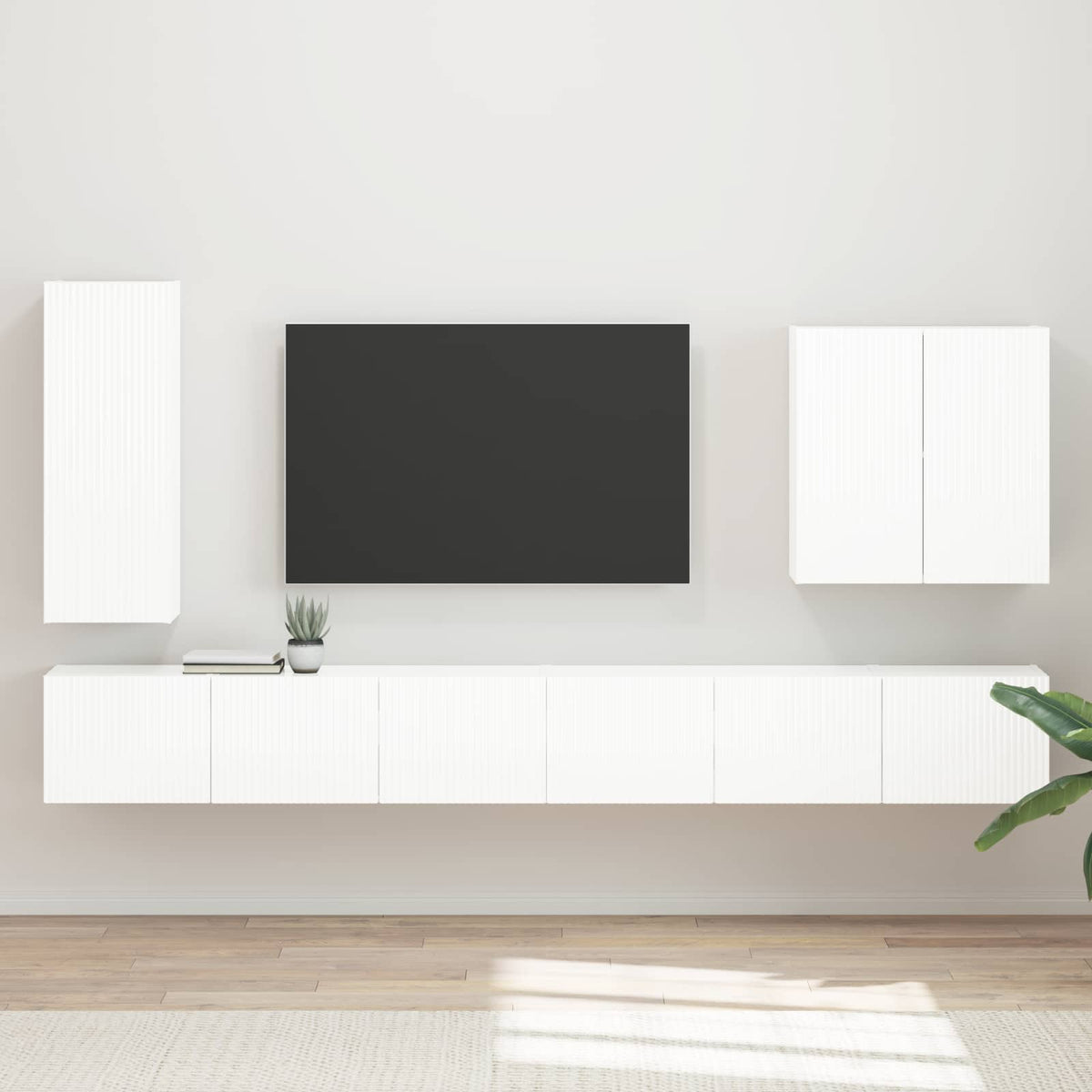 Tv vægskab sæt 6 stk. Høj gloss hvid