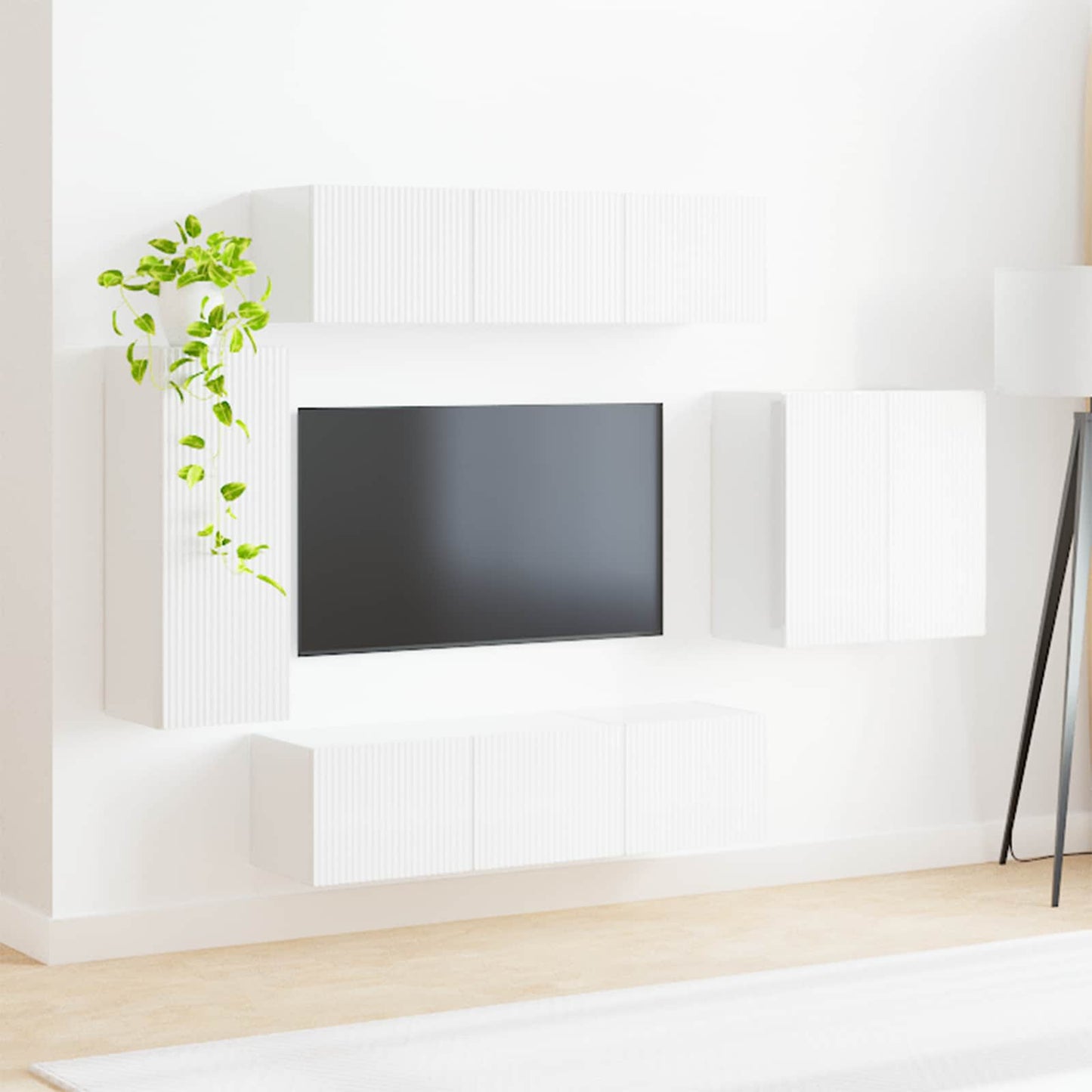 Tv vægskab sæt 6 stk. Høj gloss hvid