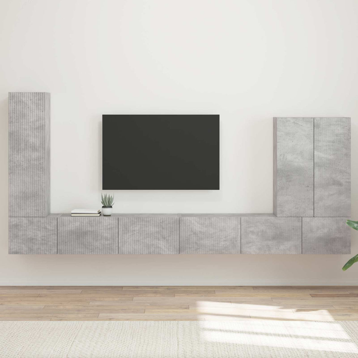 Tv vægskab sæt 6 stk. Beton Grå
